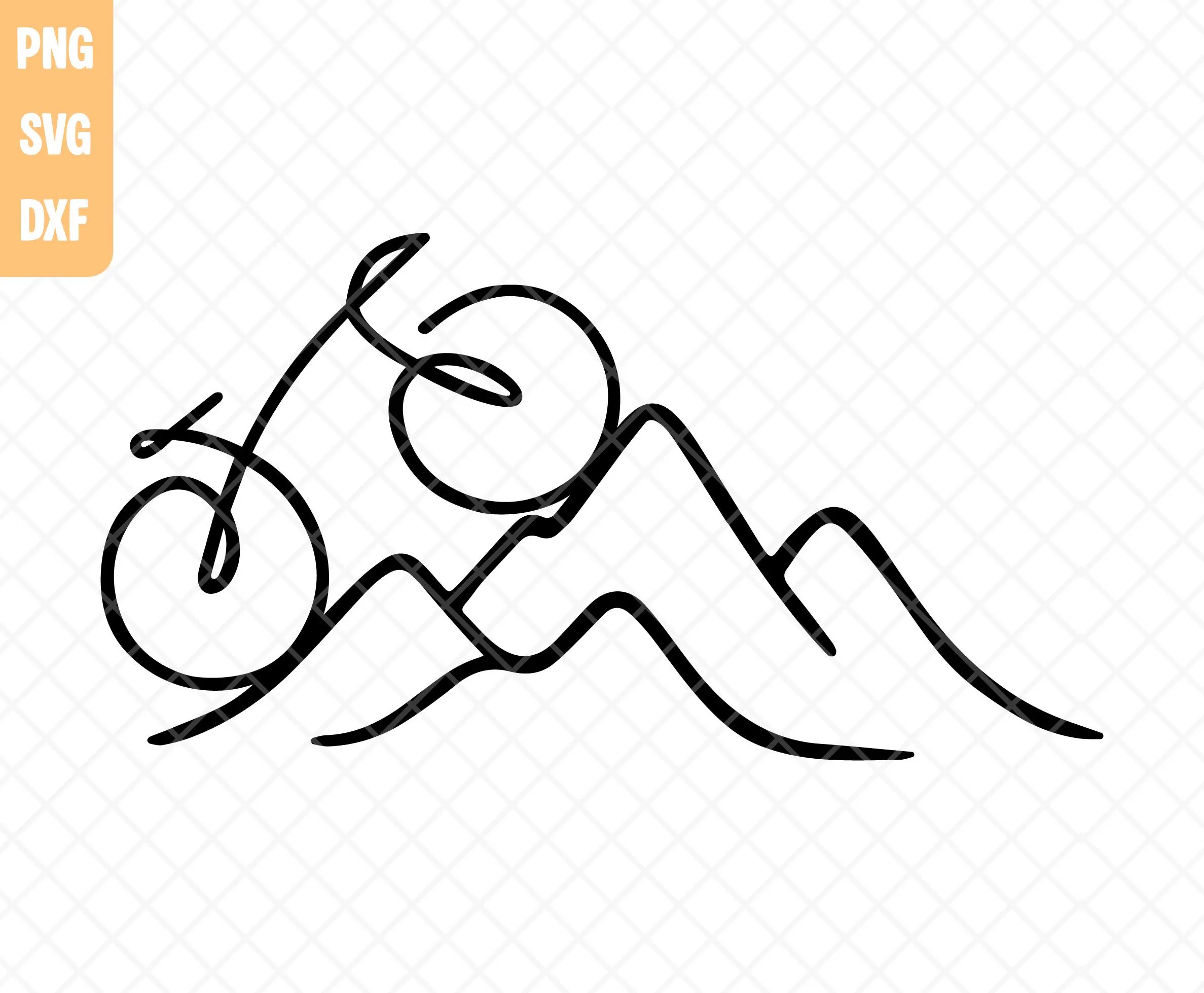 Line Art Bike On Mountain Svg Png Dxf, Biking Metal Decor, Digital Download. - image 4