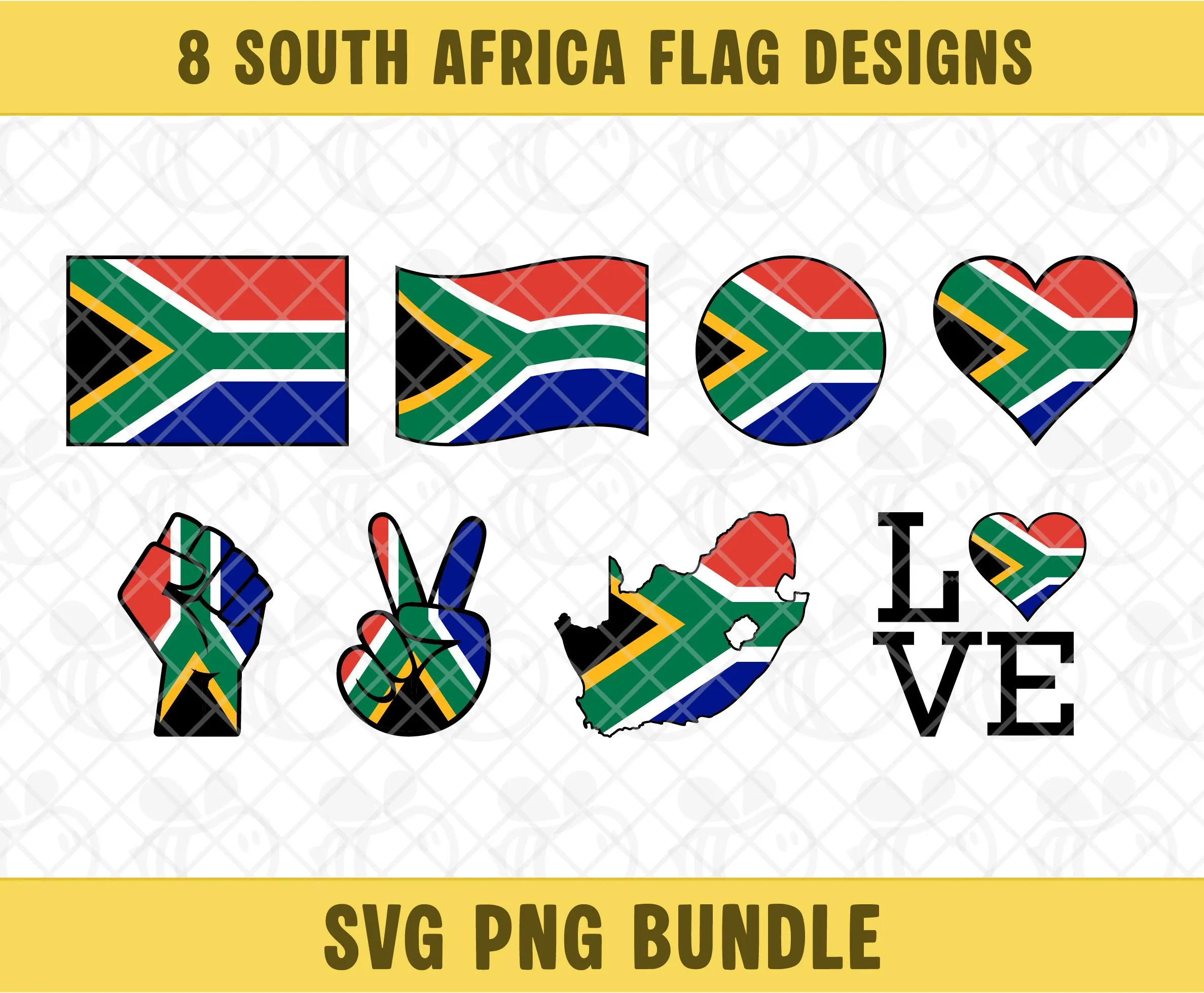 South Africa Flag SVG PNG Bundle, South Africa Flag Clipart, South Africa Map Vector, South Africa Love, Digital Download.