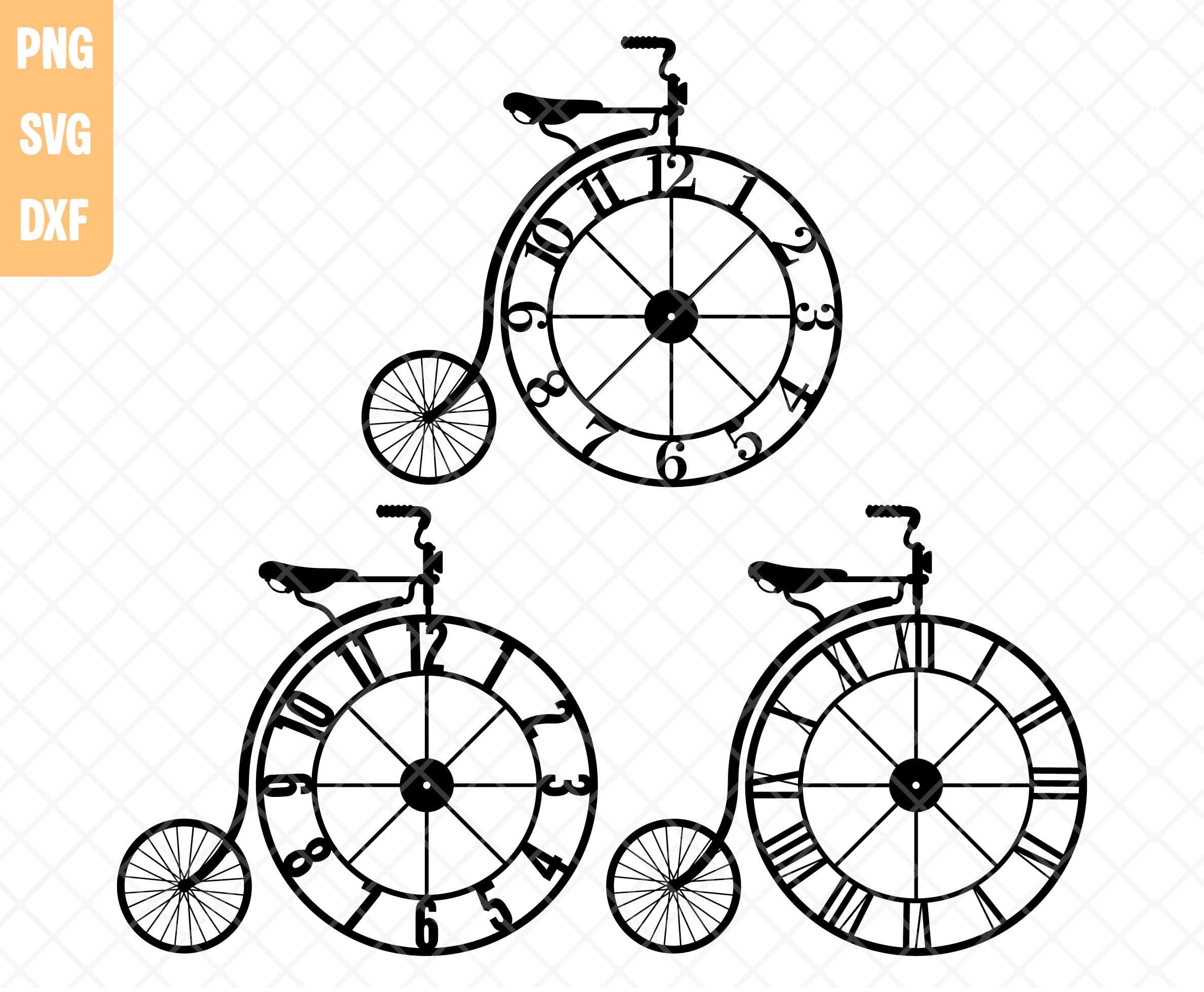 Retro Bike Wall Clock Face Svg Png Dxf, Old Bicycle Clock Base, Digital Download. - image 4