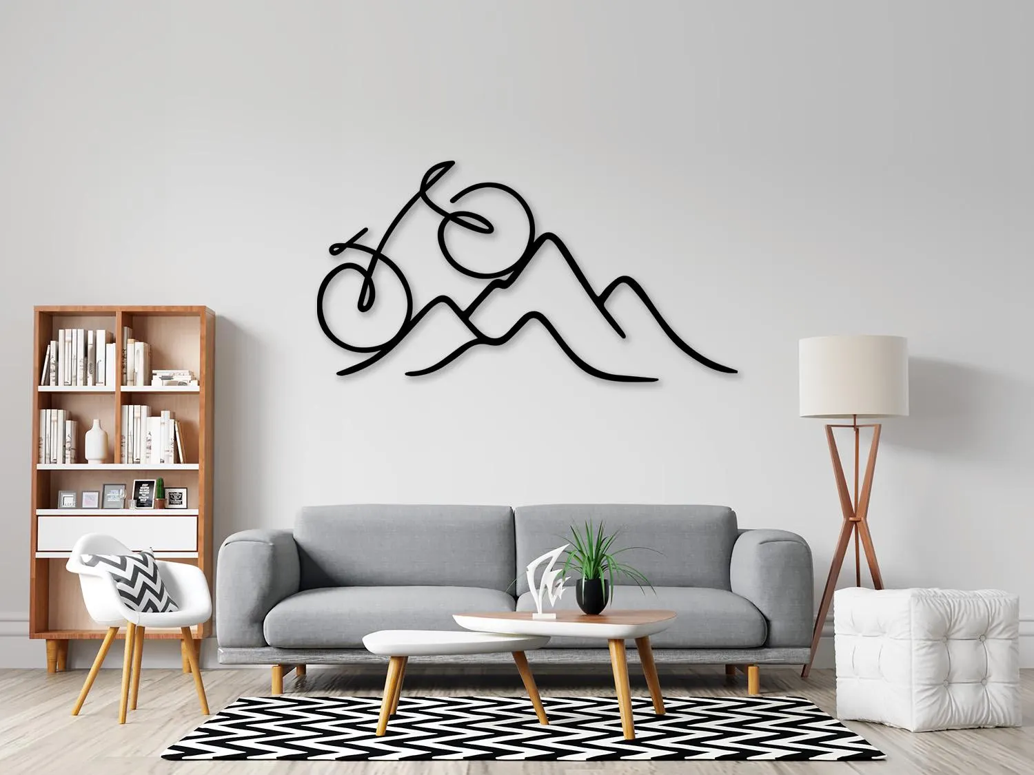 Line Art Bike On Mountain Svg Png Dxf, Biking Metal Decor, Digital Download. - image 3