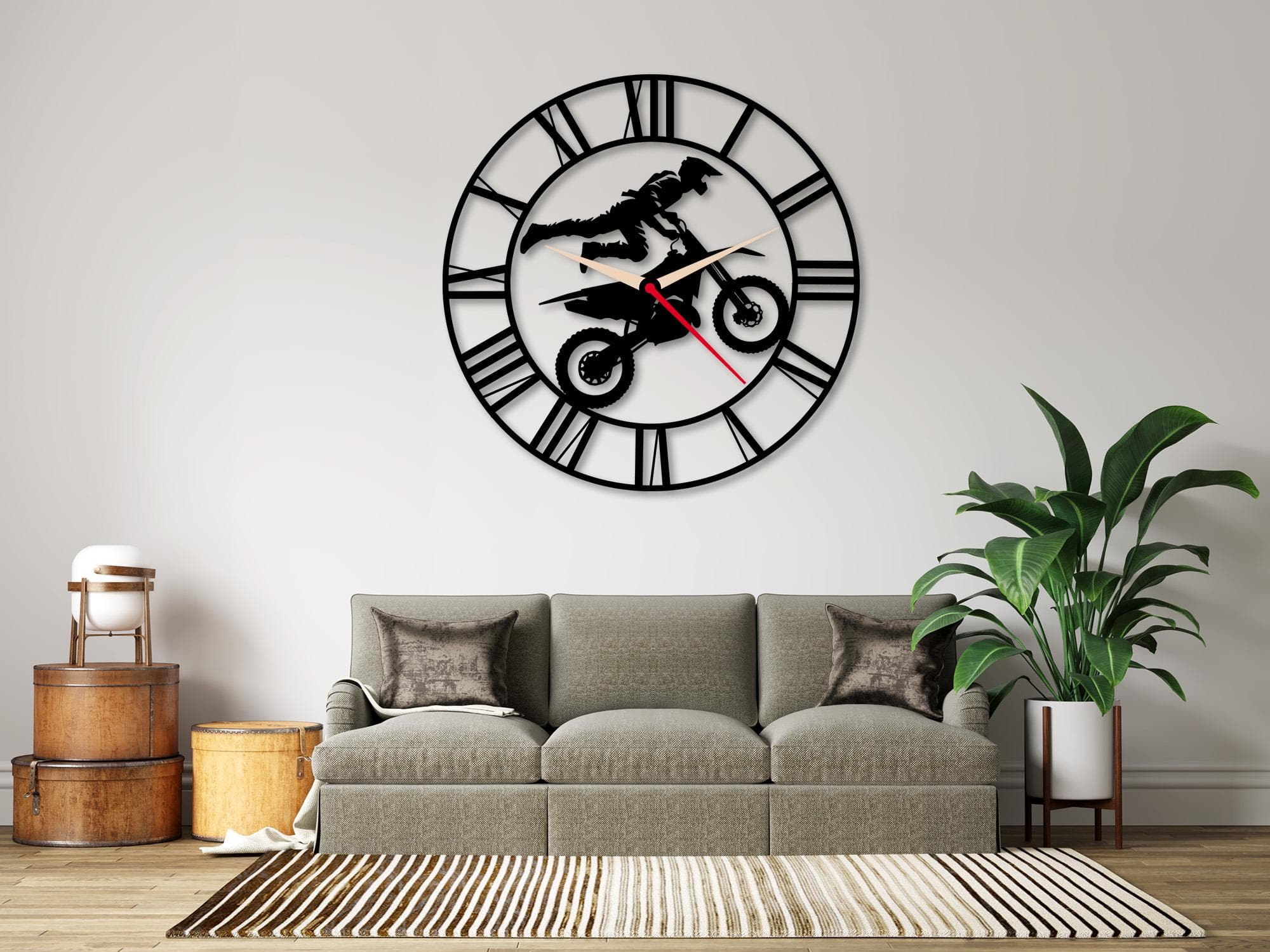 Motorcross Wall Clock Face Svg Png Dxf, Motorbike Clock Base Metal Art, Digital Download. - image 3