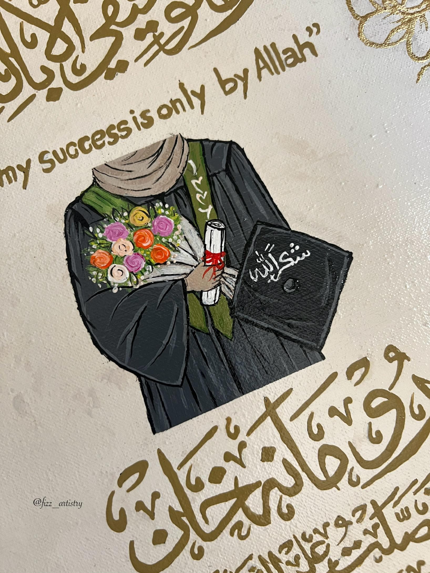 Custom Islamic Graduation Gift Canvas | Personalized Name, Degree & Year | Hand-Painted Islamic Calligraphy | Custom Sizes |  Fizz Artistry - image 2