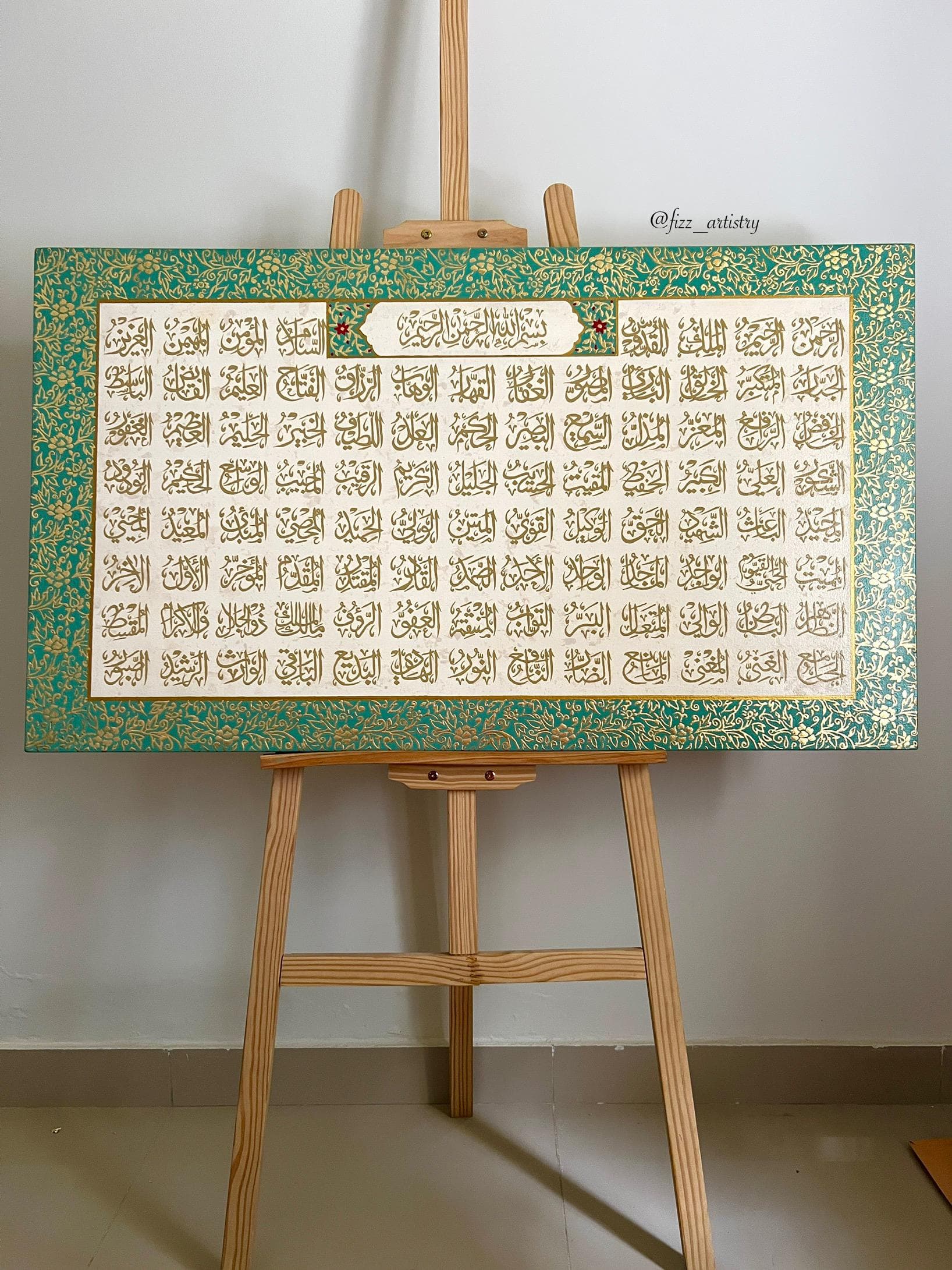 Handcrafted Asma-ul-Husna | 99 Names of Allah Islamic Wall Art | Calligraphy Painting | Acrylic Paint | Handmade Decor | Fizz Artistry