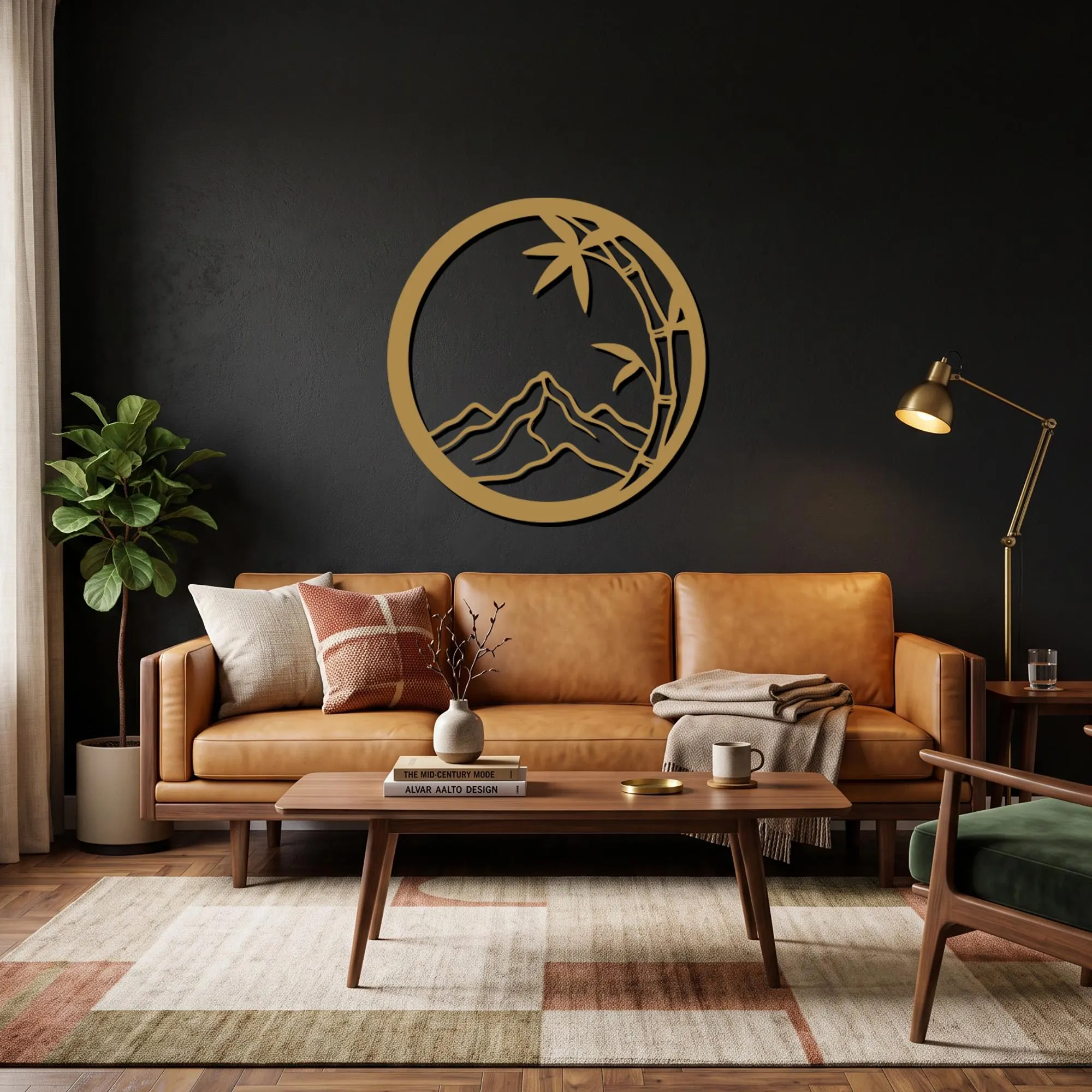 Mountain Metal Wall Art, Bamboo Wall Decor, Zen Landscape Decor, Japanese Wall Art, Nature Wall Sculpture, Modern Bedroom Accent, Nature - image 3