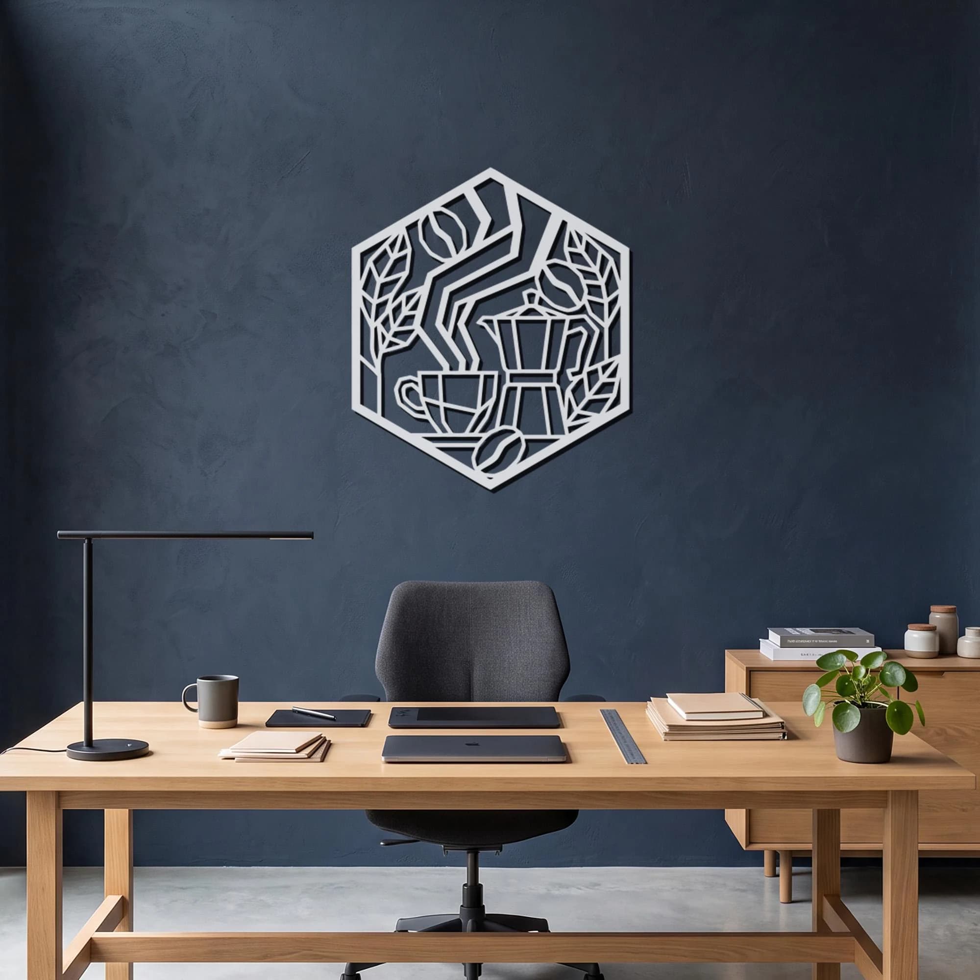 Coffee Metal Wall Art, Coffee Bar Decor, Kitchen Wall Art, Cafe Decor, Espresso Art, Coffee Lovers Gift, Modern Metal Signs, Hexagonal Decor