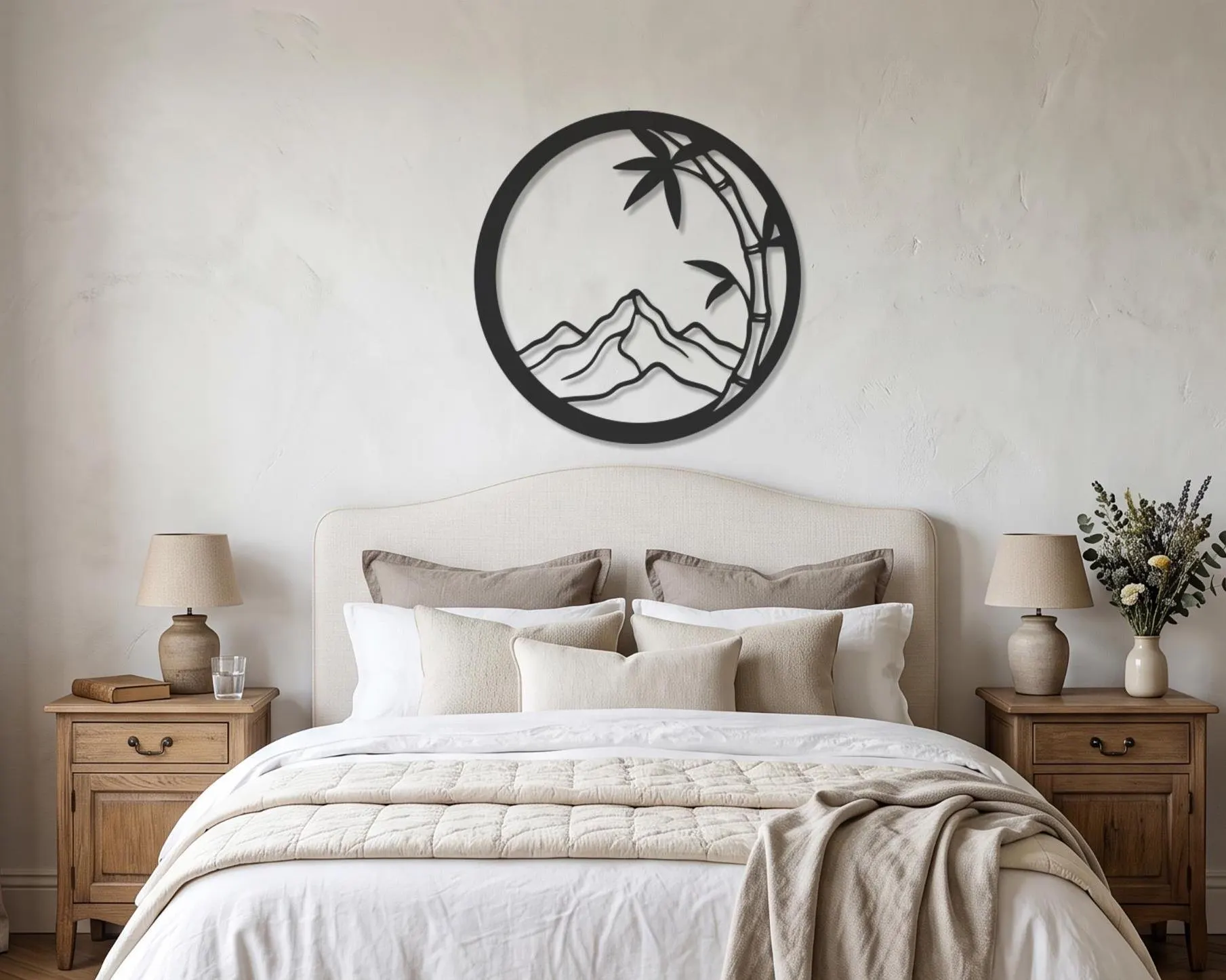 Mountain Metal Wall Art, Bamboo Wall Decor, Zen Landscape Decor, Japanese Wall Art, Nature Wall Sculpture, Modern Bedroom Accent, Nature - image 2