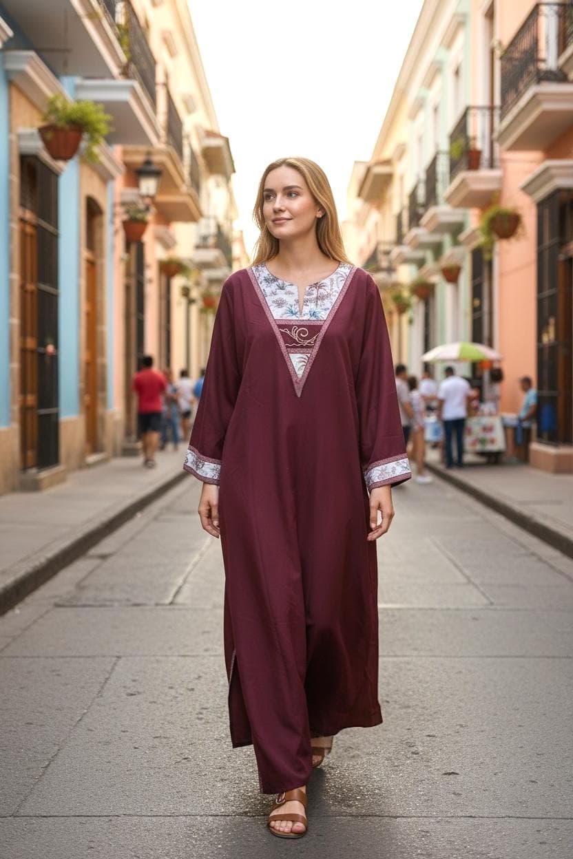 Burgundy Abaya Artizana Style - image 4