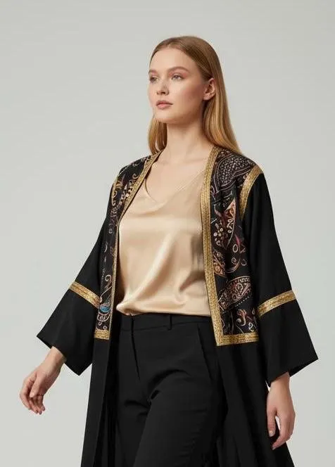 Luxury Black Open Abaya - image 2