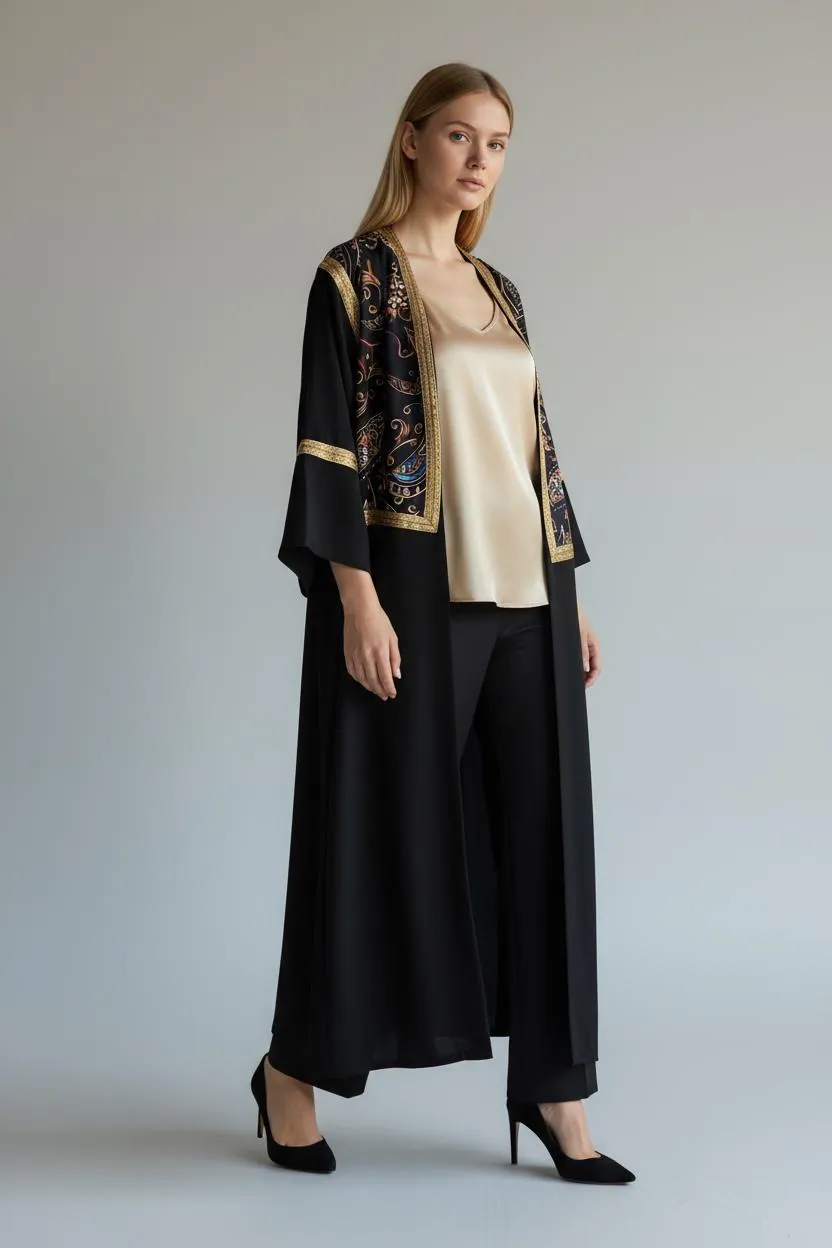 Luxury Black Open Abaya