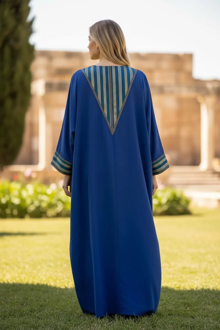 Vive blue Abaya Artizana style - image 3
