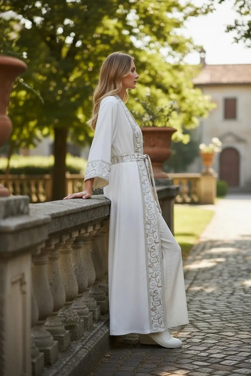 Luxury white Abaya - image 3