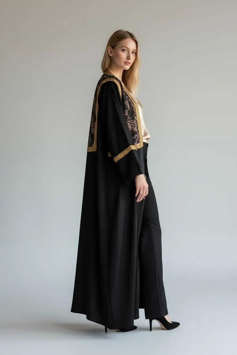 Luxury Black Open Abaya - image 4