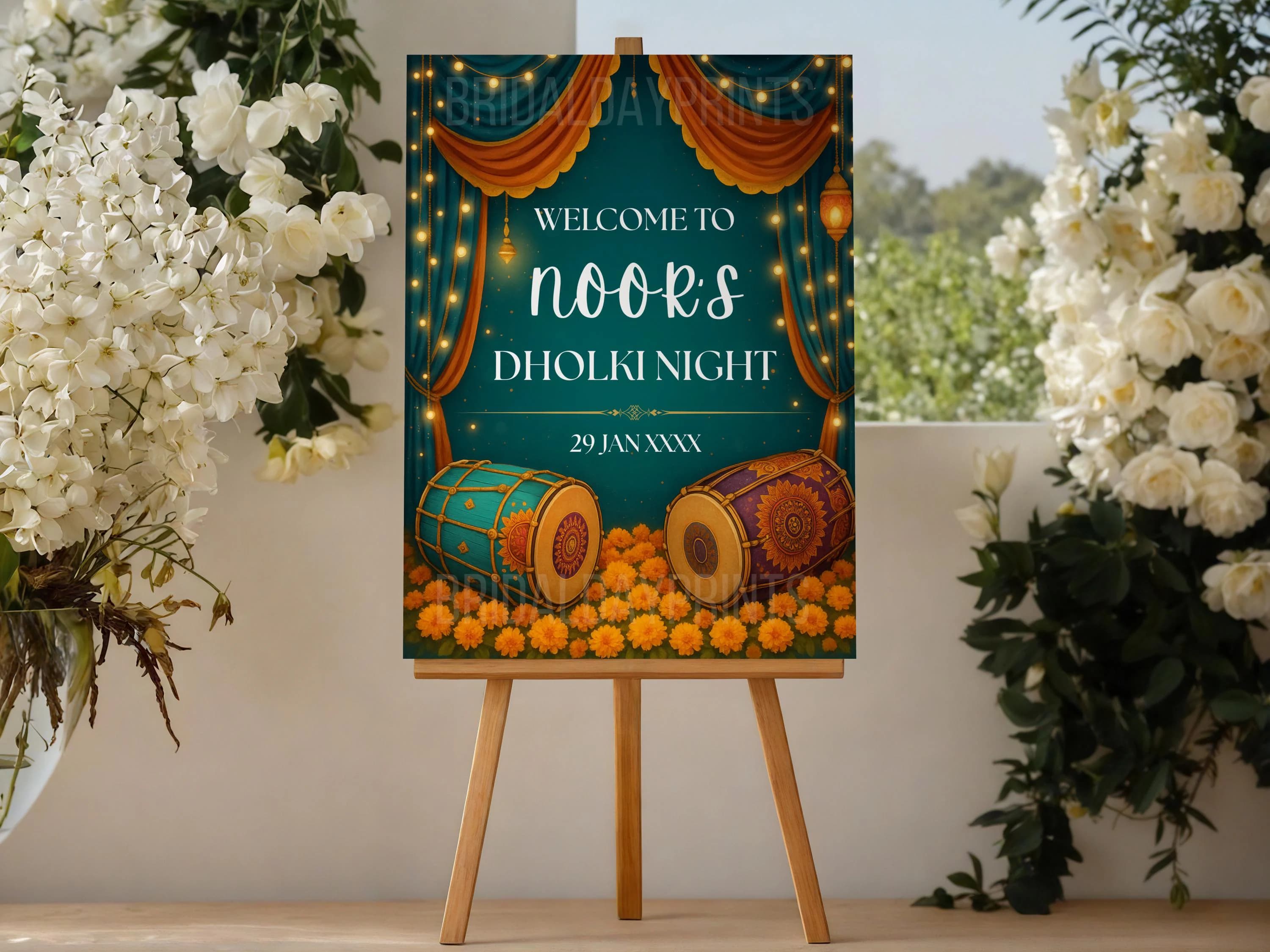 Editable Dolki Night Welcome Sign: Pakistani Wedding Decor (Digital Download 18x24 inches)