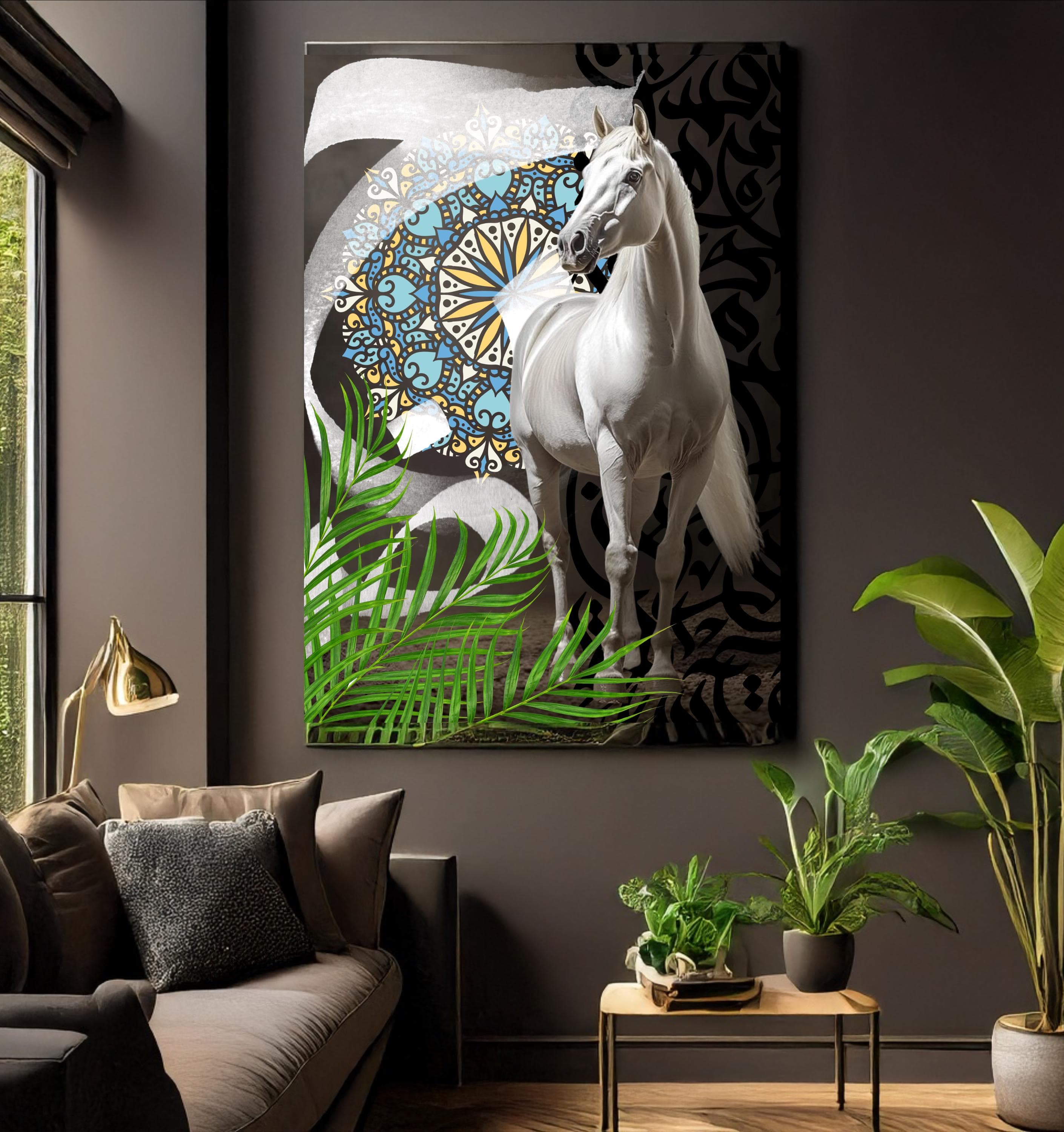 White Arabian Horse Mandala Print: Modern Boho Wall Art (50x70 cm PDF Digital Download - image 4