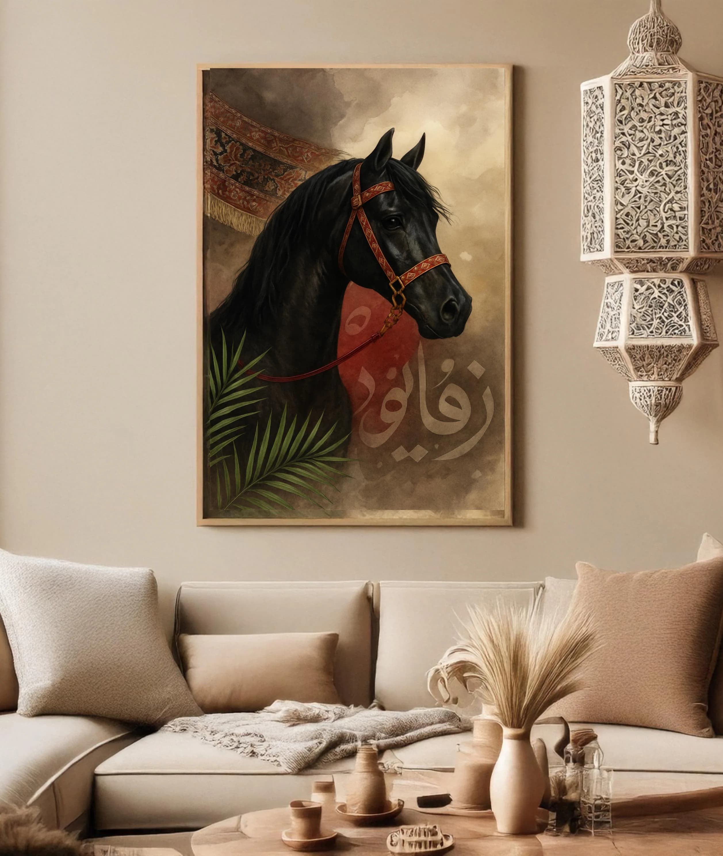 Elegant Arabian Horse Wall Art | Arabic Calligraphy Canvas | Oriental Home Decor - image 3
