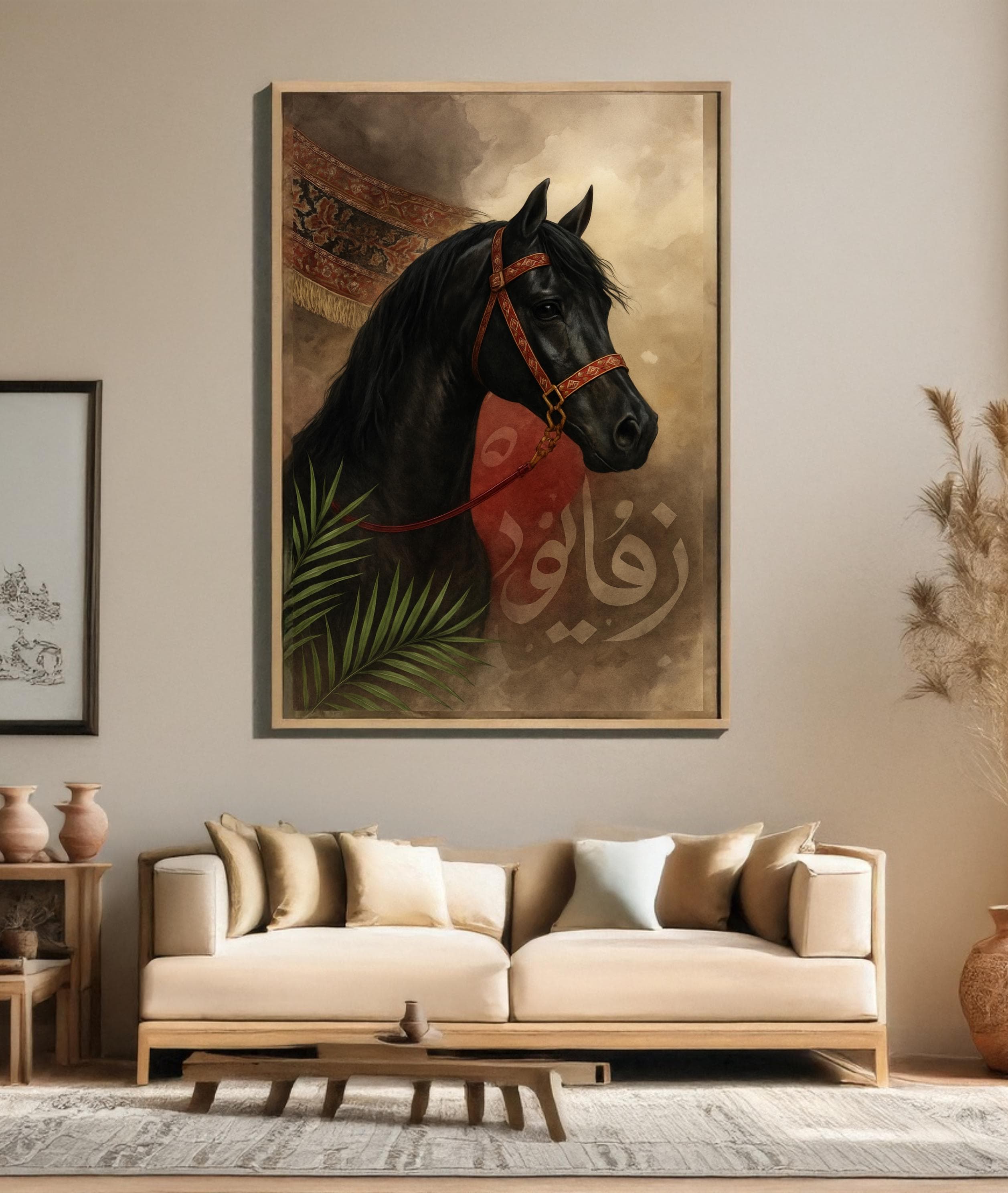 Elegant Arabian Horse Wall Art | Arabic Calligraphy Canvas | Oriental Home Decor - image 5
