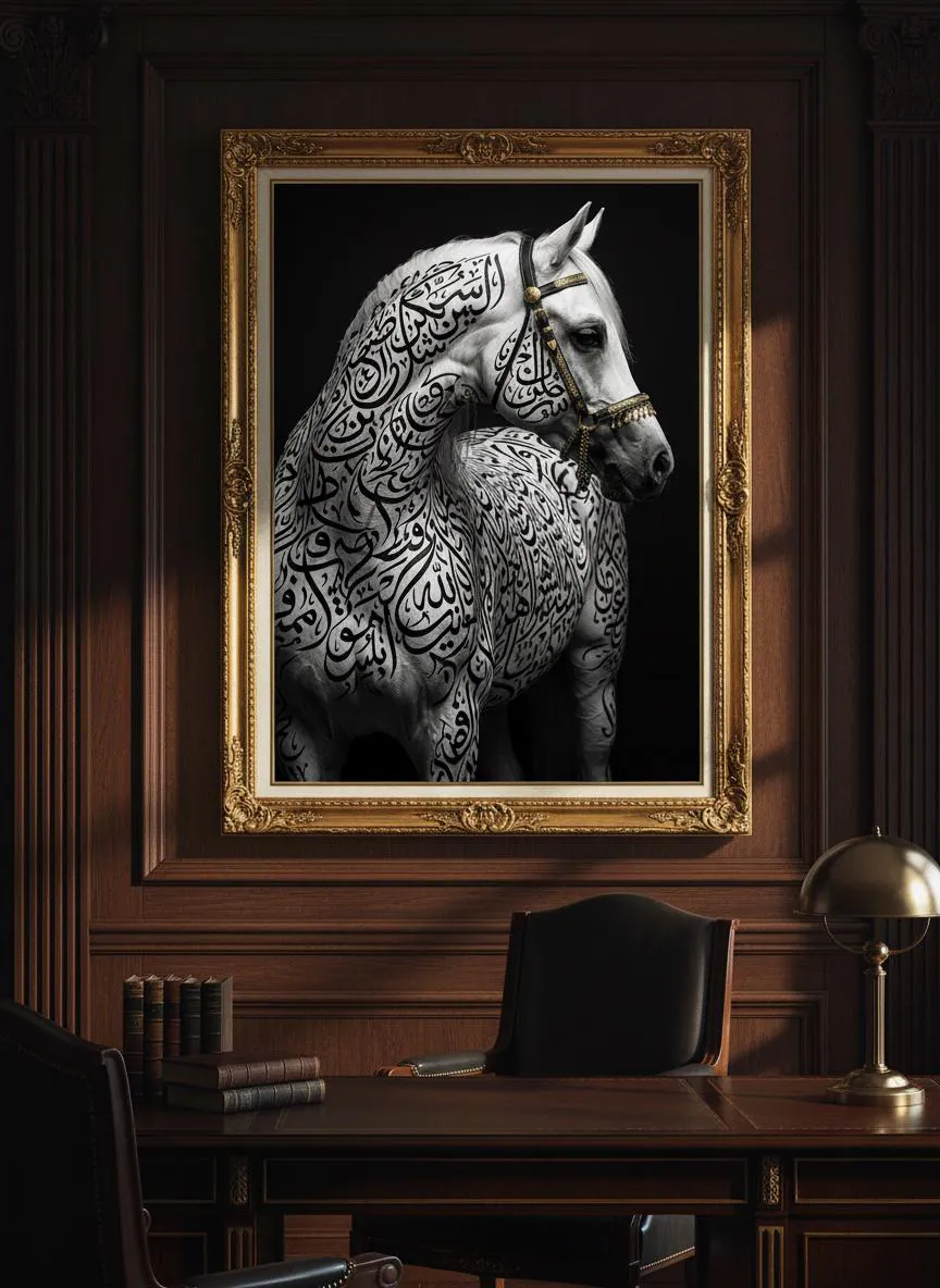 Arabic Horse Wall Art, Black White Calligraphy Print (Digital Download) - image 4
