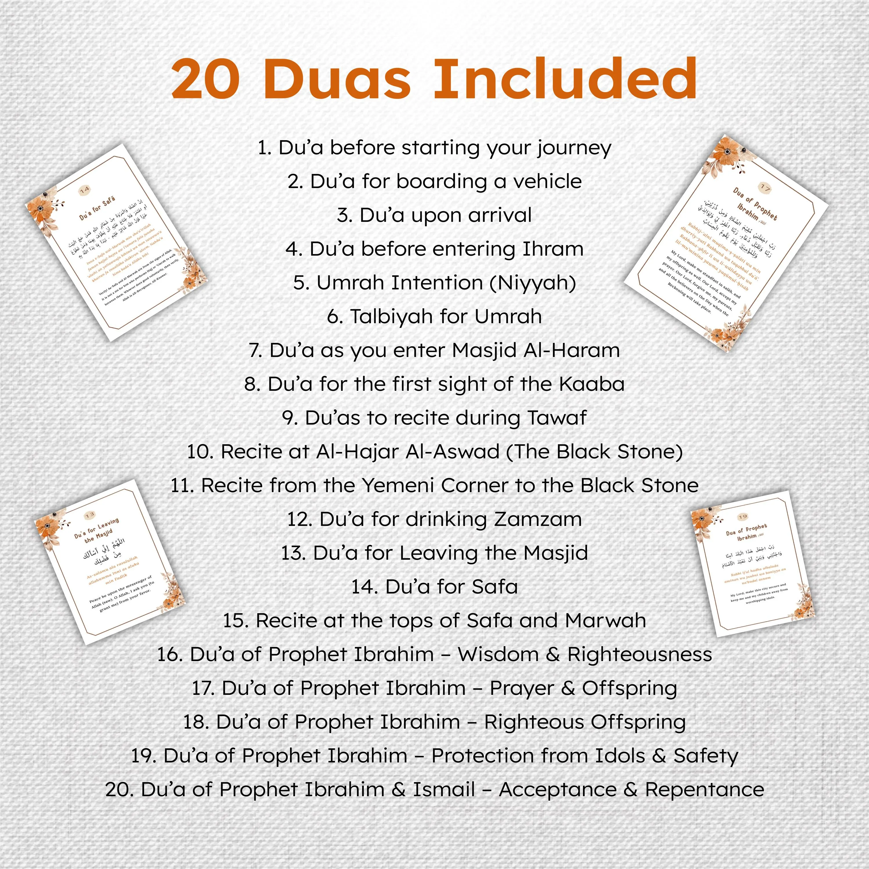 20 Umrah Dua Cards Printable, Umrah Gift for Pilgrims, Step by Step Umrah Duas Guide, Islamic Prayer Cards, Ramadan Gifts, Digital Download - image 4