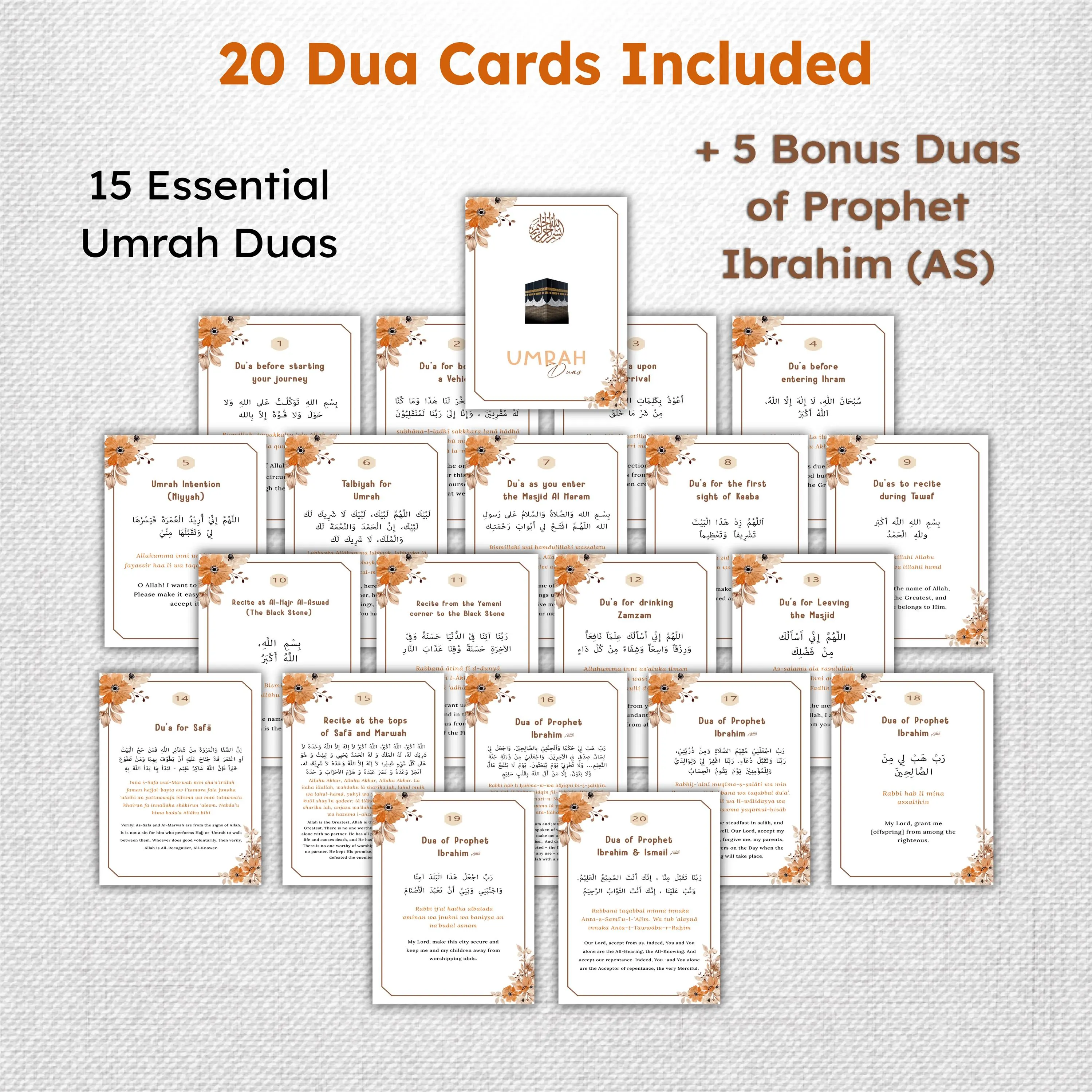 20 Umrah Dua Cards Printable, Umrah Gift for Pilgrims, Step by Step Umrah Duas Guide, Islamic Prayer Cards, Ramadan Gifts, Digital Download - image 5
