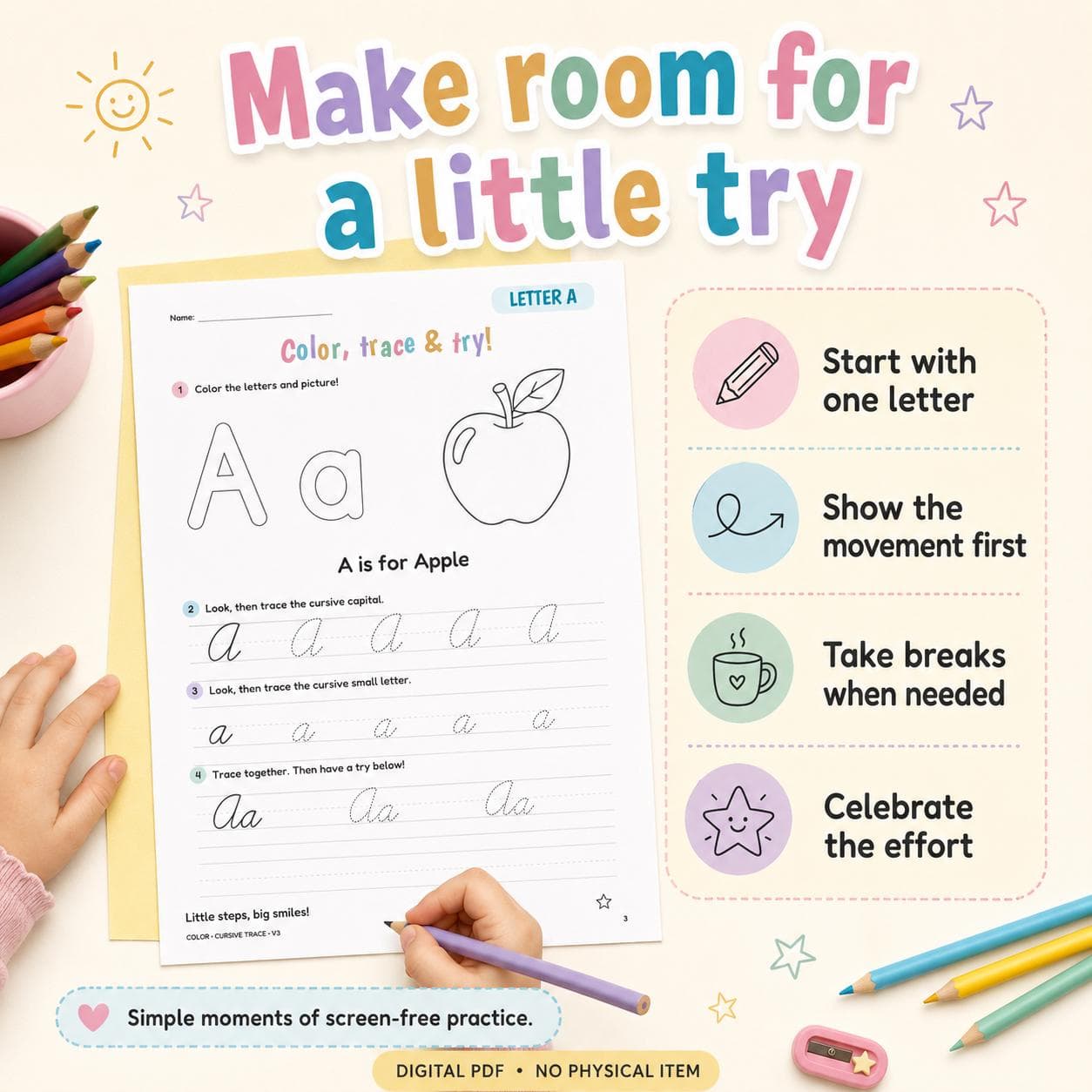 Alphabet Coloring & Cursive Tracing Workbook for Kids, A–Z Printable PDF, 28 Pages - image 2