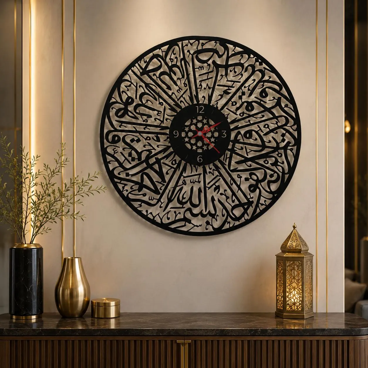 Surah Al Ikhlas Wall Clock svg | Islamic Calligraphy Laser Cut File | Arabic Clock SVG DXF PDF Ai eps| Glowforge xTool cnc - image 3