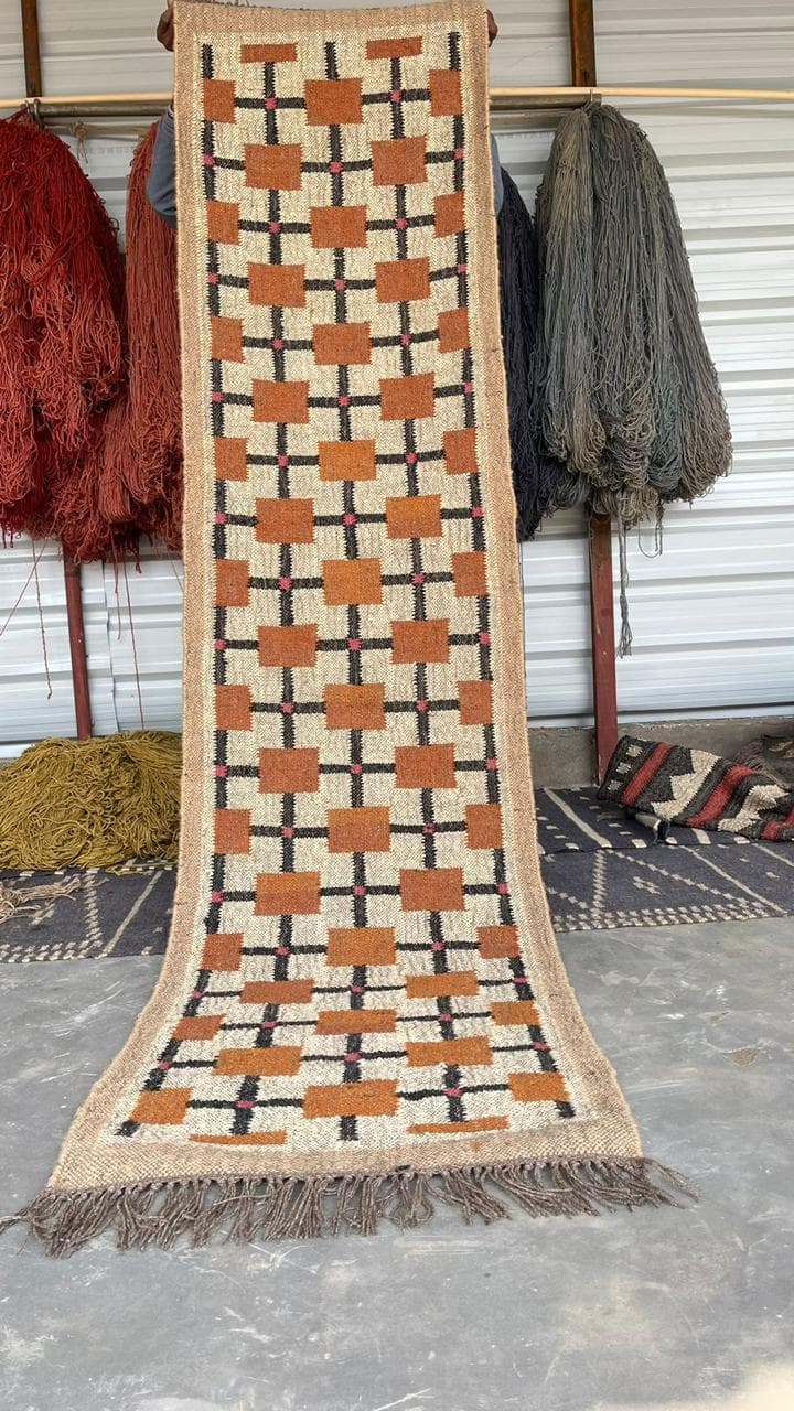 Modern Geometric Hallway Runner Rug, Neutral Beige Long Corridor Rug, Woven Boho Entryway Carpet, Farmhouse Floor Runner,Minimalist Size Rug - image 3