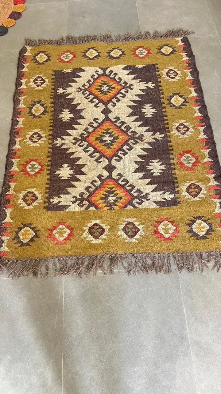 Handmade Southwestern Tribal Area Rug, Boho Moroccan Inspired Wool Rug, Geometric Vintage Accent Carpet, Rustic Living Room Bedroom  Decor - image 3