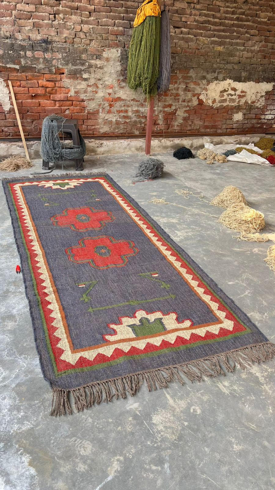 Vintage Southwestern Runner Rug, Tribal Boho Kilim Carpet, Rustic Farmhouse Hallway Rug, Navajo Style Geometric Runner with Fringe - image 3