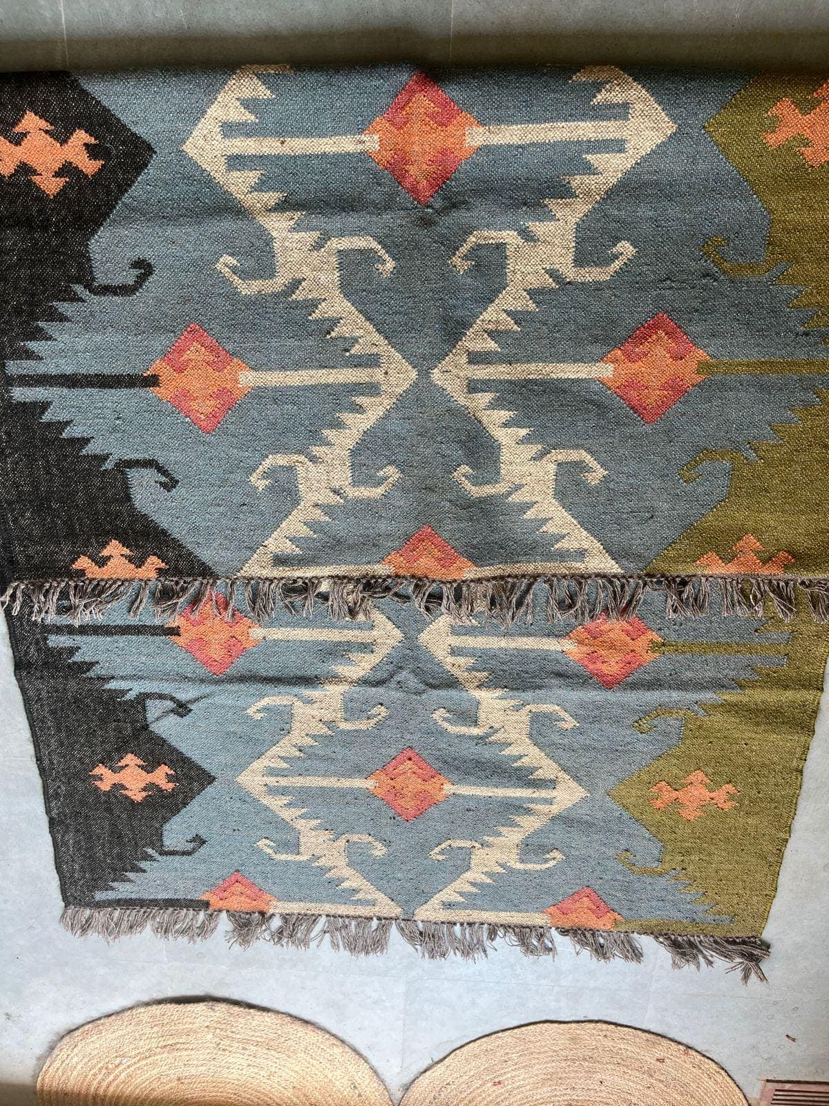 Vintage Tribal Area Rug, Handwoven Wool Kilim Rug, Geometric Boho Carpet, Southwestern Rug, Rustic Farmhouse Decor, Ethnic Pattern Rug - image 5