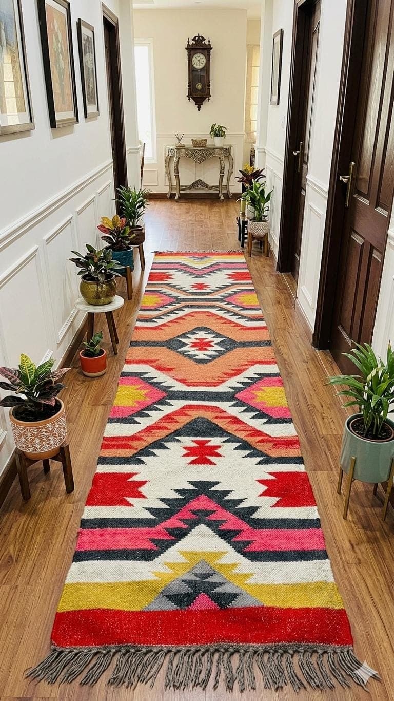 Handwoven Kilim Rug – Neutral Beige Boho Area Rug, Minimalist Geometric Carpet, Vintage Tribal Wool Rug, Scandinavian Rustic Home Decor