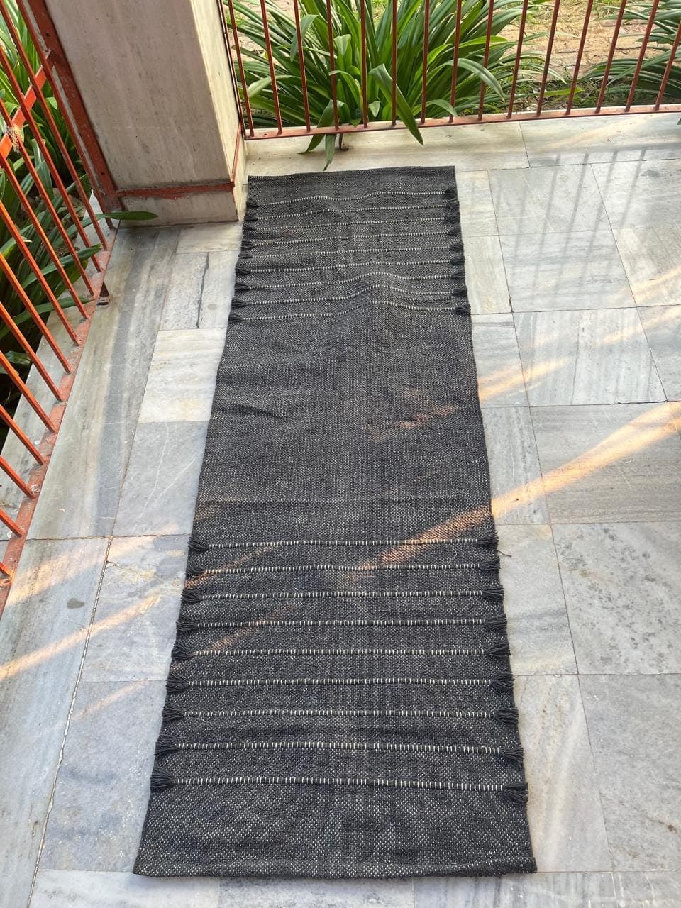 Black Minimalist Runner Rug,Modern Flatweave Hallway Rug, Solid Boho Farmhouse Carpet,Handwoven Style Entryway Rug,Simple Modern Hallway Rug - image 3