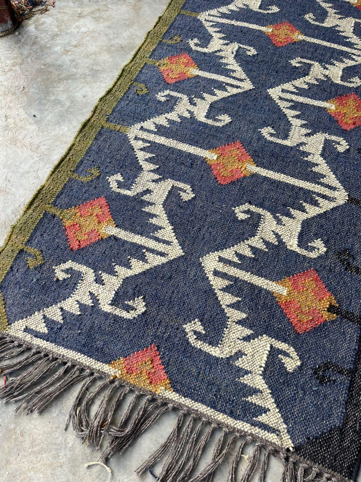 Navy Blue Stair Runner Rug, Southwestern Geometric Staircase Carpet, Vintage Hallway Runner, Rustic Farmhouse Decor, Custom Length Rug - image 4