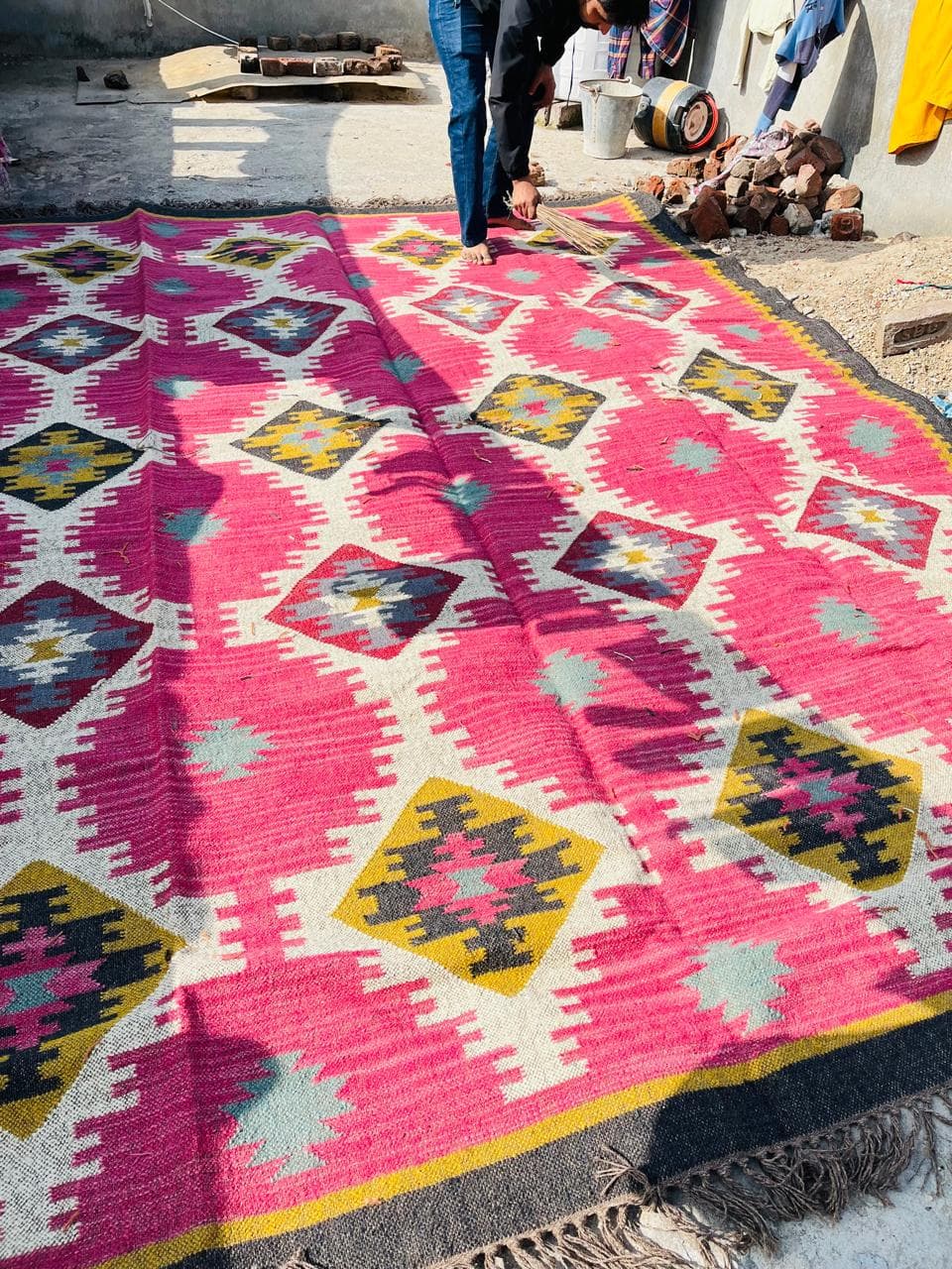 Pink Kilim Runner Rug, Handwoven Geometric Hallway Runner, Boho Southwestern Wool Rug, Tribal Area Rug, Vintage Turkish Runner, Custom size - image 4