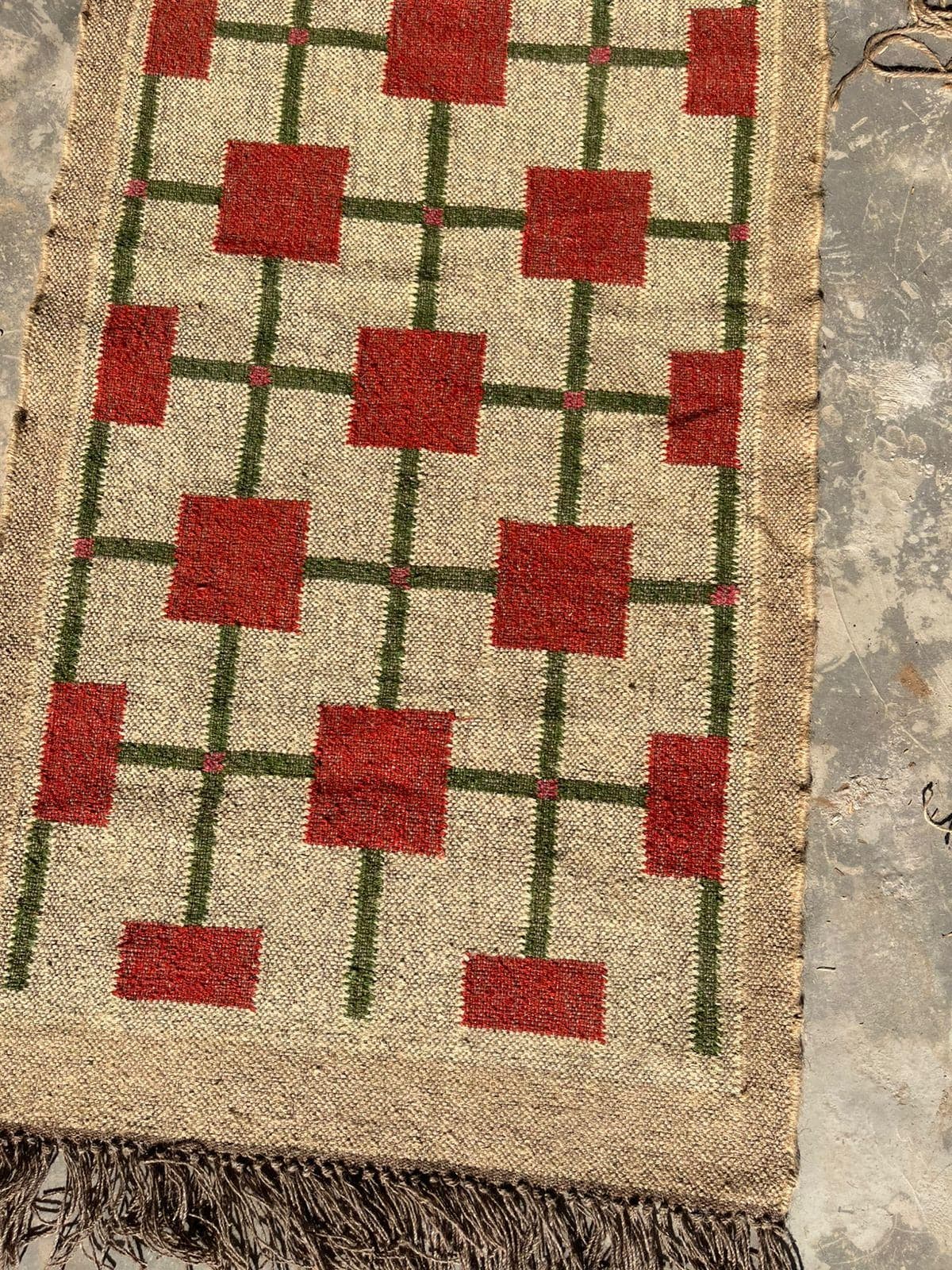 Geometric Area Rug, Mid Century Modern Rug, Handmade Boho Rug, Minimalist Living Room Carpet, Neutral Beige Red Floor Rug - image 5