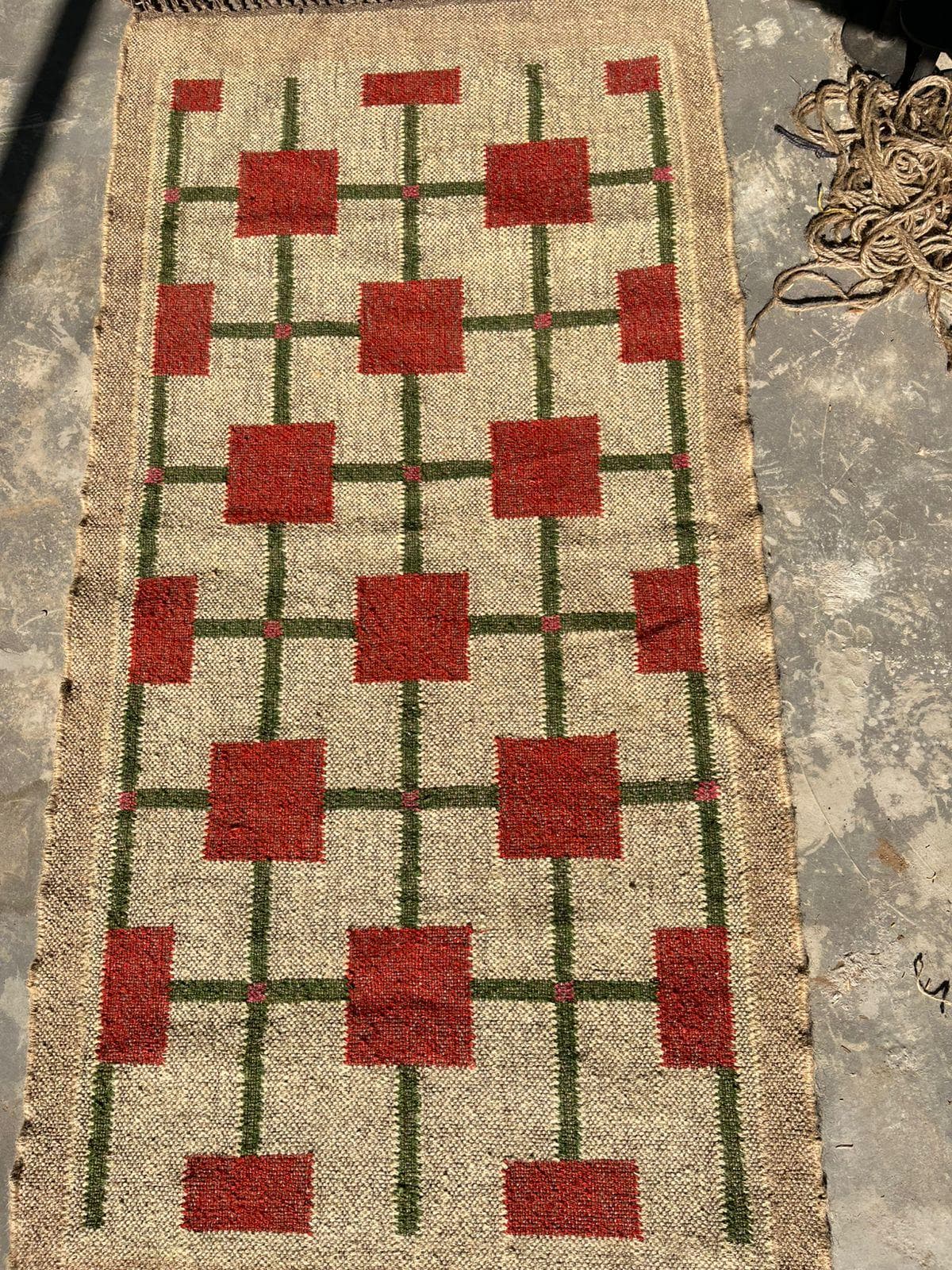 Geometric Area Rug, Mid Century Modern Rug, Handmade Boho Rug, Minimalist Living Room Carpet, Neutral Beige Red Floor Rug - image 4