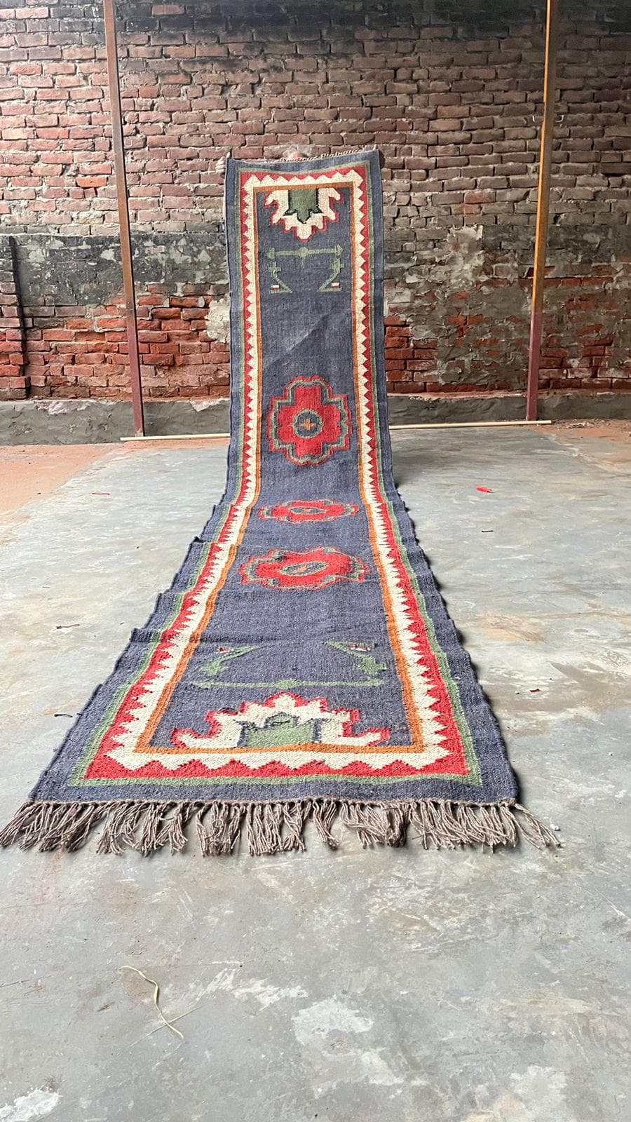 Vintage Southwestern Stair Runner Rug, Navajo Style Wool Hallway Runner, Rustic Tribal Geometric Carpet, Farmhouse Boho Stair Decor - image 5