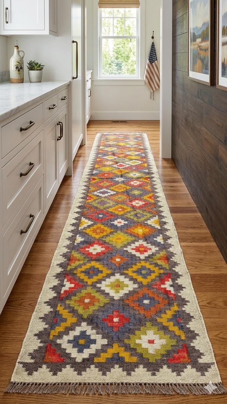 Traditional Floral Runner Rug, Red & Gold Ornamental Hallway Rug, Vintage Persian Style Carpet, Elegant Boho Farmhouse Entryway Runner - image 4