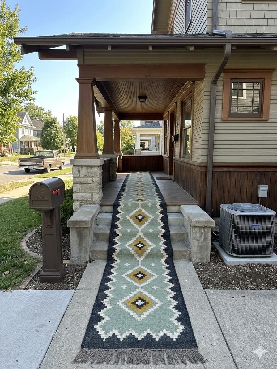Southwestern Stair Runner Rug,Sage Green Navajo Stair Carpet, Rustic Farmhouse Staircase Runner,Boho Tribal Hallway Rug,Custom Length Runner - image 4