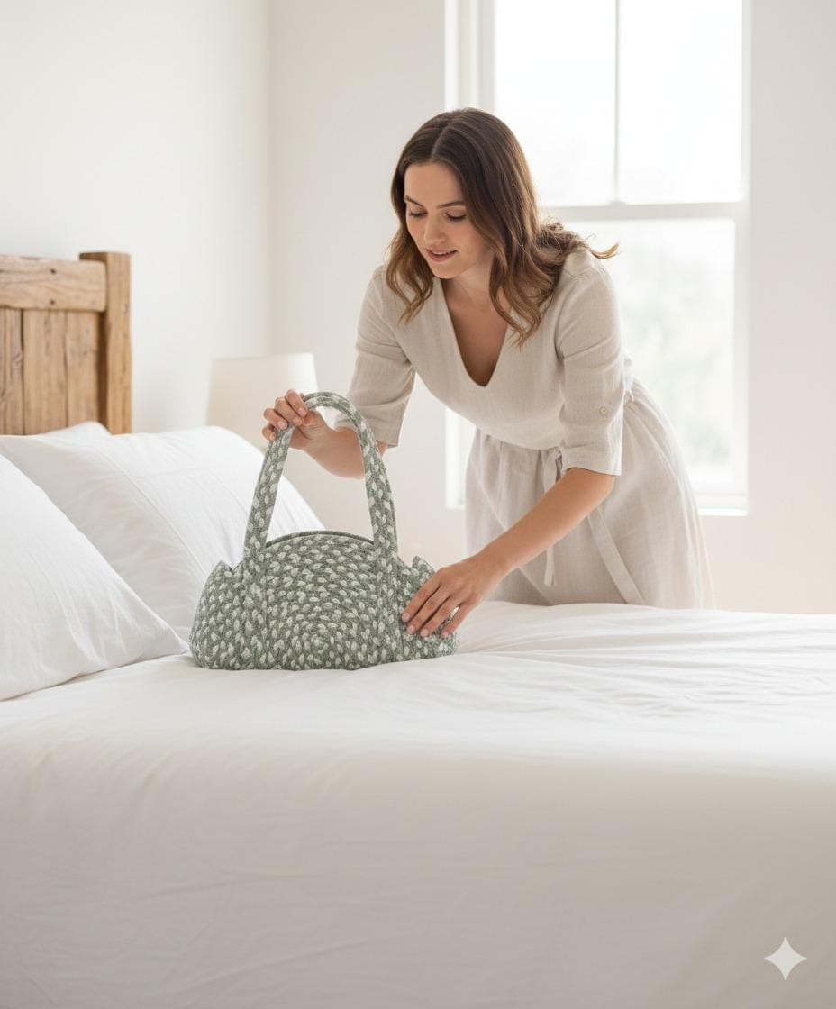 Handwoven Crochet Handbag,Boho Knit Tote Bag,Minimalist Woven Purse,Aesthetic Shoulder Bag,Handmade Gift for Women,Everyday Eco Friendly Bag - image 5