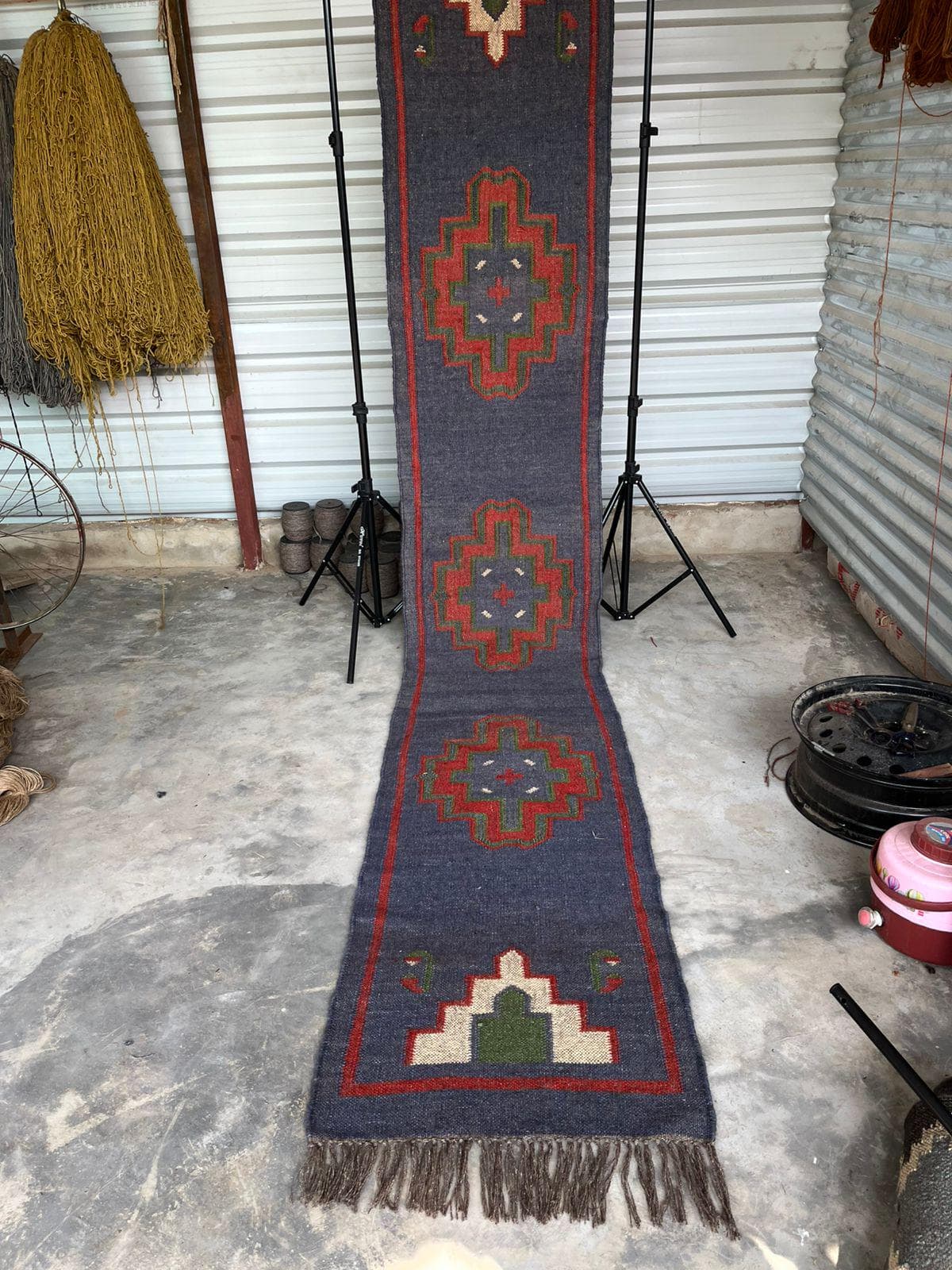 Southwestern Runner Rug , Vintage Navajo Style Wool Kilim, Boho Tribal Hallway Runner, Farmhouse Entryway Rug, Handwoven Geometric Carpet - image 5