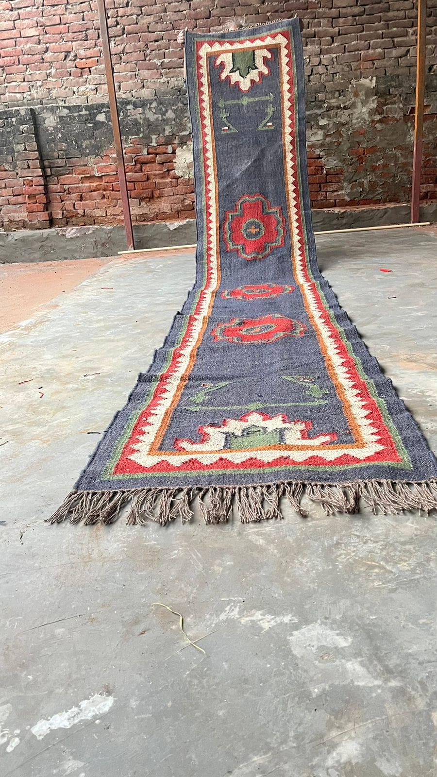 Vintage Southwestern Stair Runner Rug, Navajo Style Wool Hallway Runner, Rustic Tribal Geometric Carpet, Farmhouse Boho Stair Decor - image 4
