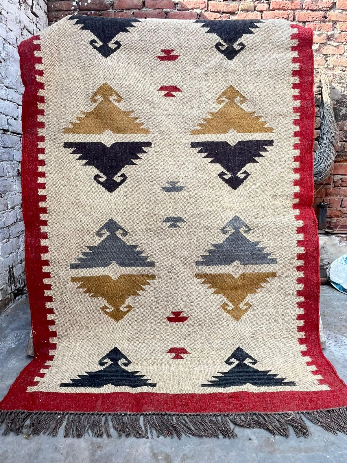 Southwestern Area Rug with Tribal Animal Motif, Boho Wool Rug, Navajo Style Geometric Carpet, Rustic Living Room Rug, Handmade Look Decor - image 4