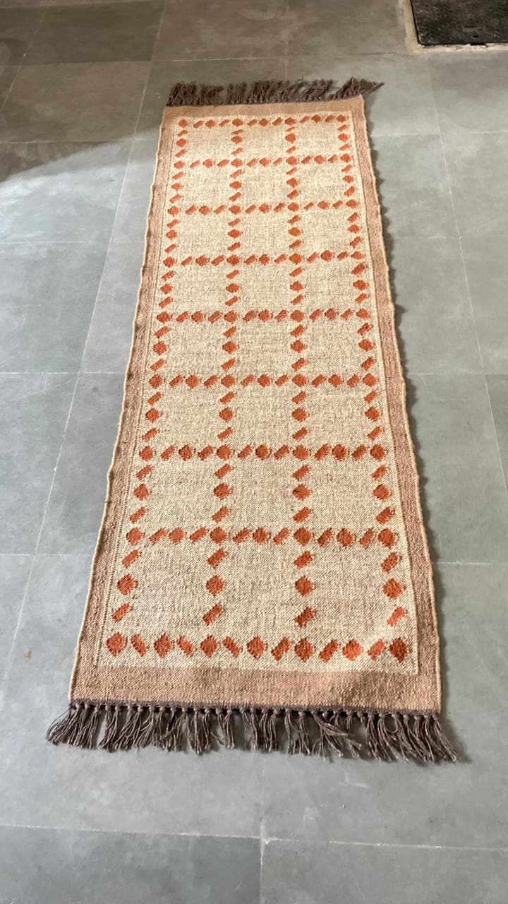 Boho Jute Runner Rug, Handwoven Natural Fiber Hallway Rug, Farmhouse Entryway Runner, Rustic Geometric Carpet, Eco Friendly Long Rug - image 5