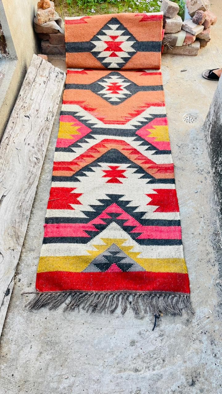 Southwestern Stair Runner Rug, Boho Staircase Carpet, Tribal Geometric Step Runner, Hallway & Stairs Rug, Colorful Kilim Style Home Decor - image 3