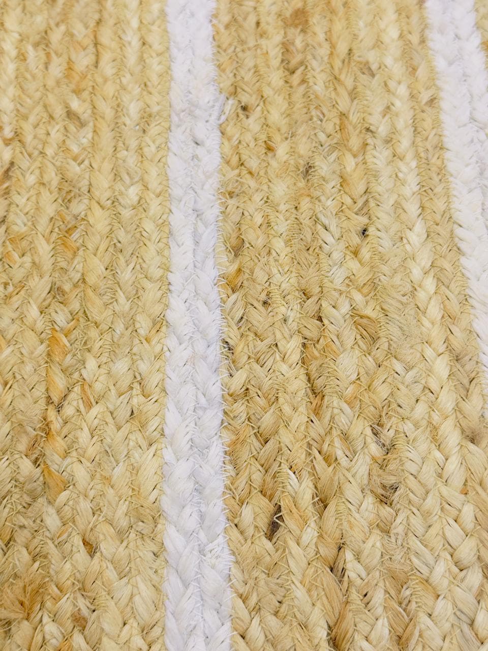 Natural Jute Runner Rug, Handwoven Jute Rug, Boho Geometric Runner, White Border Hallway Rug, Entryway Balcony Decor, Custom Size,Home Decor - image 4