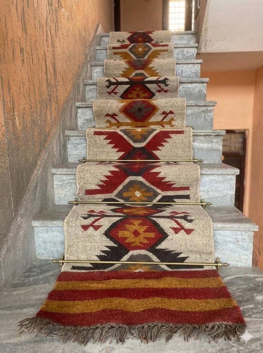 Boho Southwestern Runner Rug,Handwoven Kilim Hallway Rug,Tribal Geometric WoolRug,Rustic Farmhouse Corridor Carpet,Vintage Style EntrywayRug - image 4