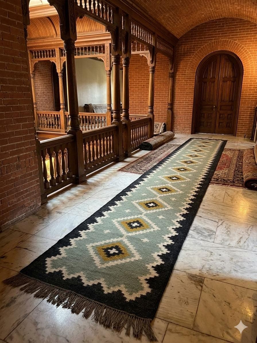 Southwestern Stair Runner Rug,Sage Green Navajo Stair Carpet, Rustic Farmhouse Staircase Runner,Boho Tribal Hallway Rug,Custom Length Runner - image 5