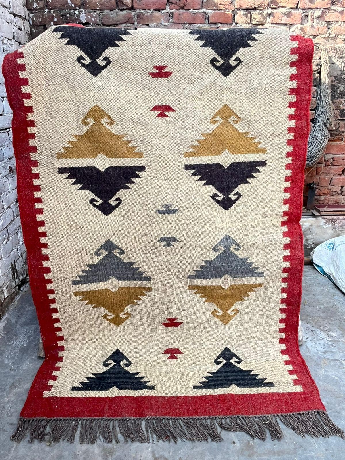 Southwestern Area Rug with Tribal Animal Motif, Boho Wool Rug, Navajo Style Geometric Carpet, Rustic Living Room Rug, Handmade Look Decor - image 3