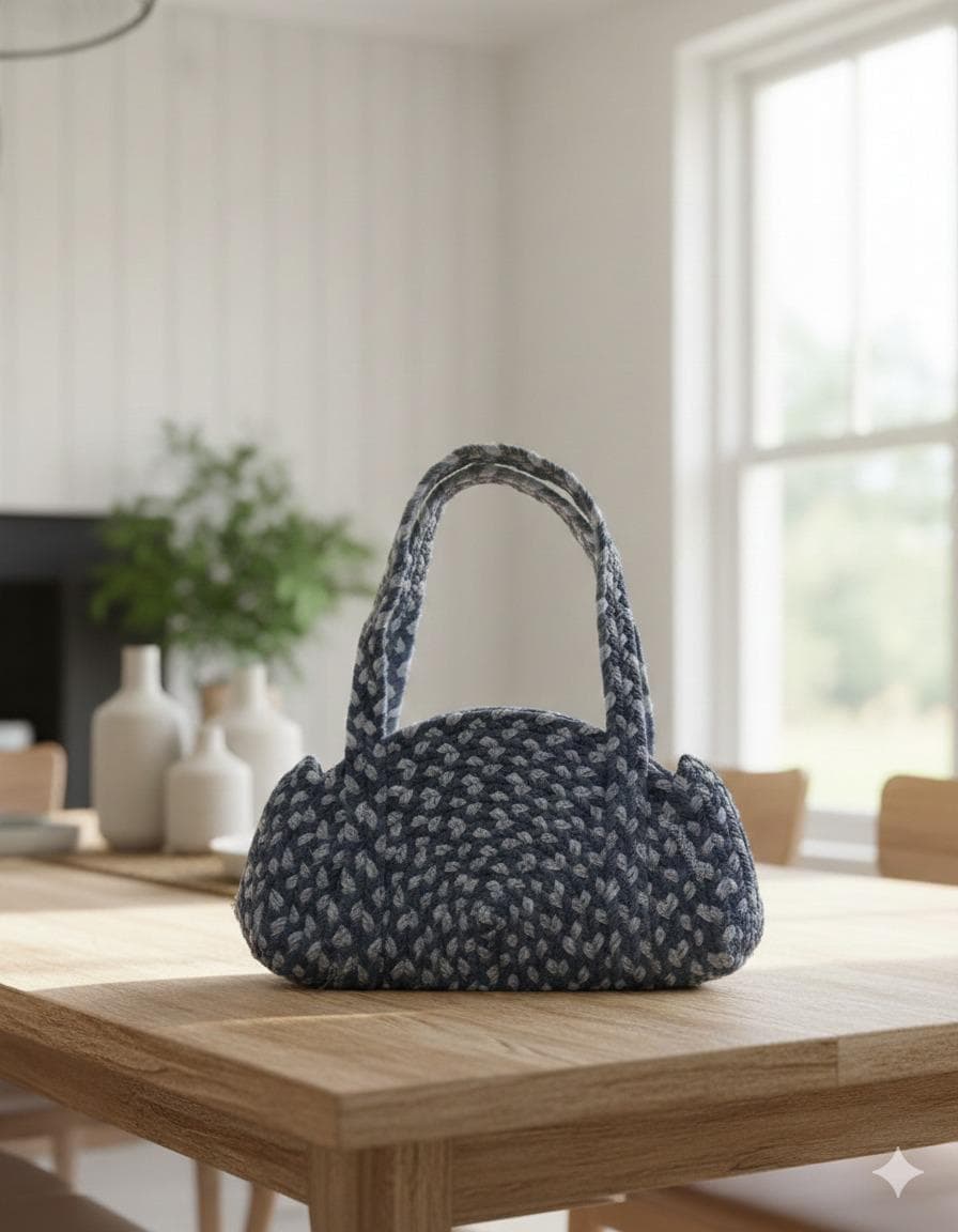 Handmade Knitted Tote Bag,Chunky Knit Handbag,Soft Yarn Purse,Minimalist Shoulder Bag,Cozy Winter Bag, Aesthetic Everyday Carry,Gift for Her
