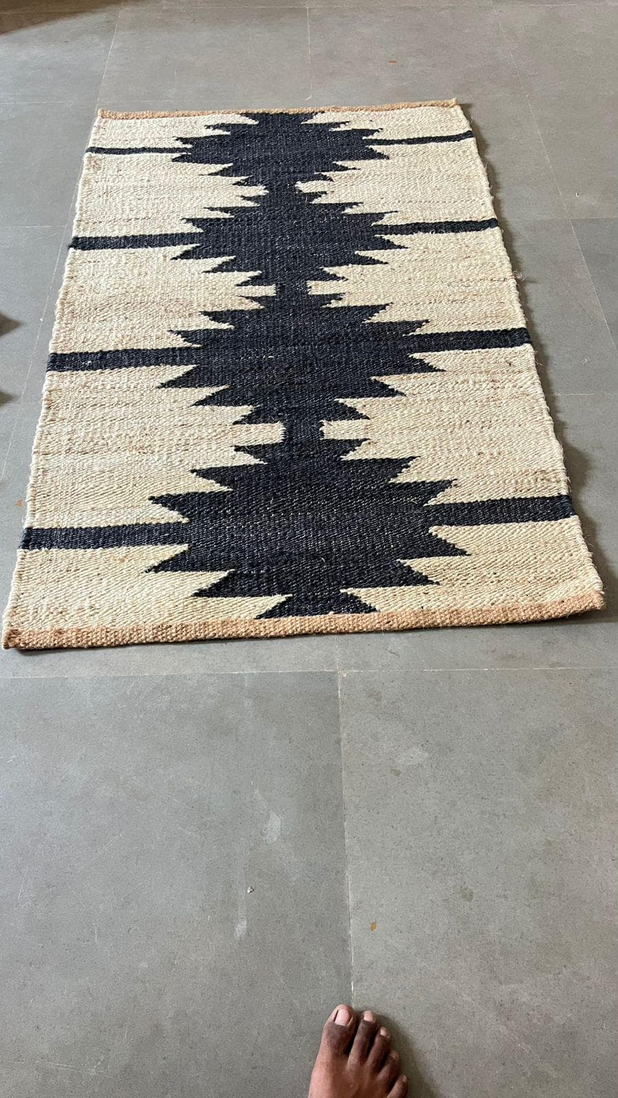 Boho Jute Runner Rug, Black Tribal Hallway Runner, Handwoven Wool Jute Carpet, Farmhouse Entryway Rug, Southwestern Kitchen Runner, hall rug - image 2